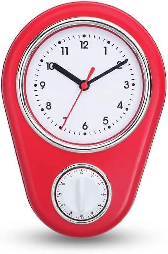 Kitchen timer mechanical timer 60 minute timer with clock silent clock moisture-proof clock ring timer