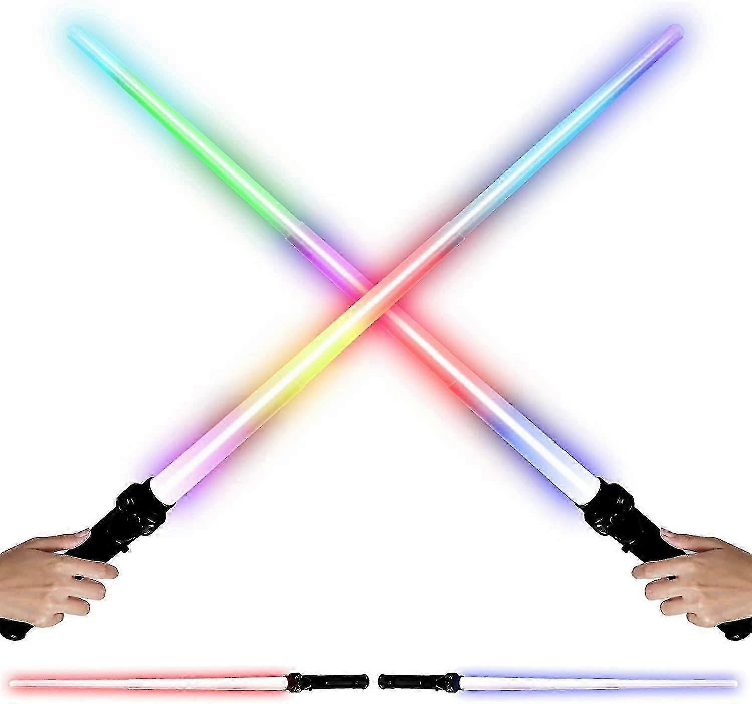 Lot de 2 sabres laser LED 7 couleurs avec son et LED, à double lame, pour enfants (cadeau), rzd1