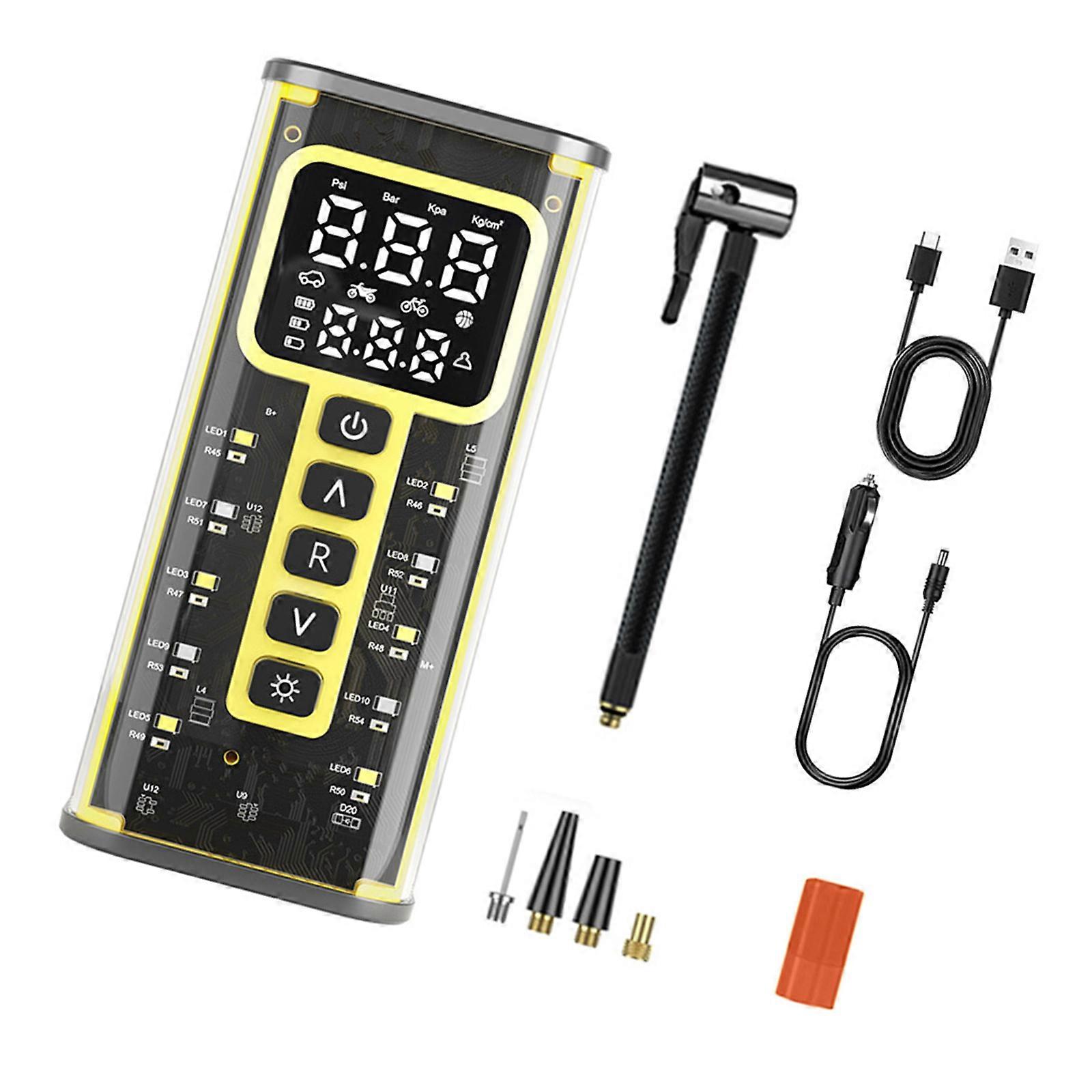 Easy Carry Wireless Small Car Tire Inflator Fast Inflation Build In LCD Display ABS Metal Construction for Vehicles Use Multicolor