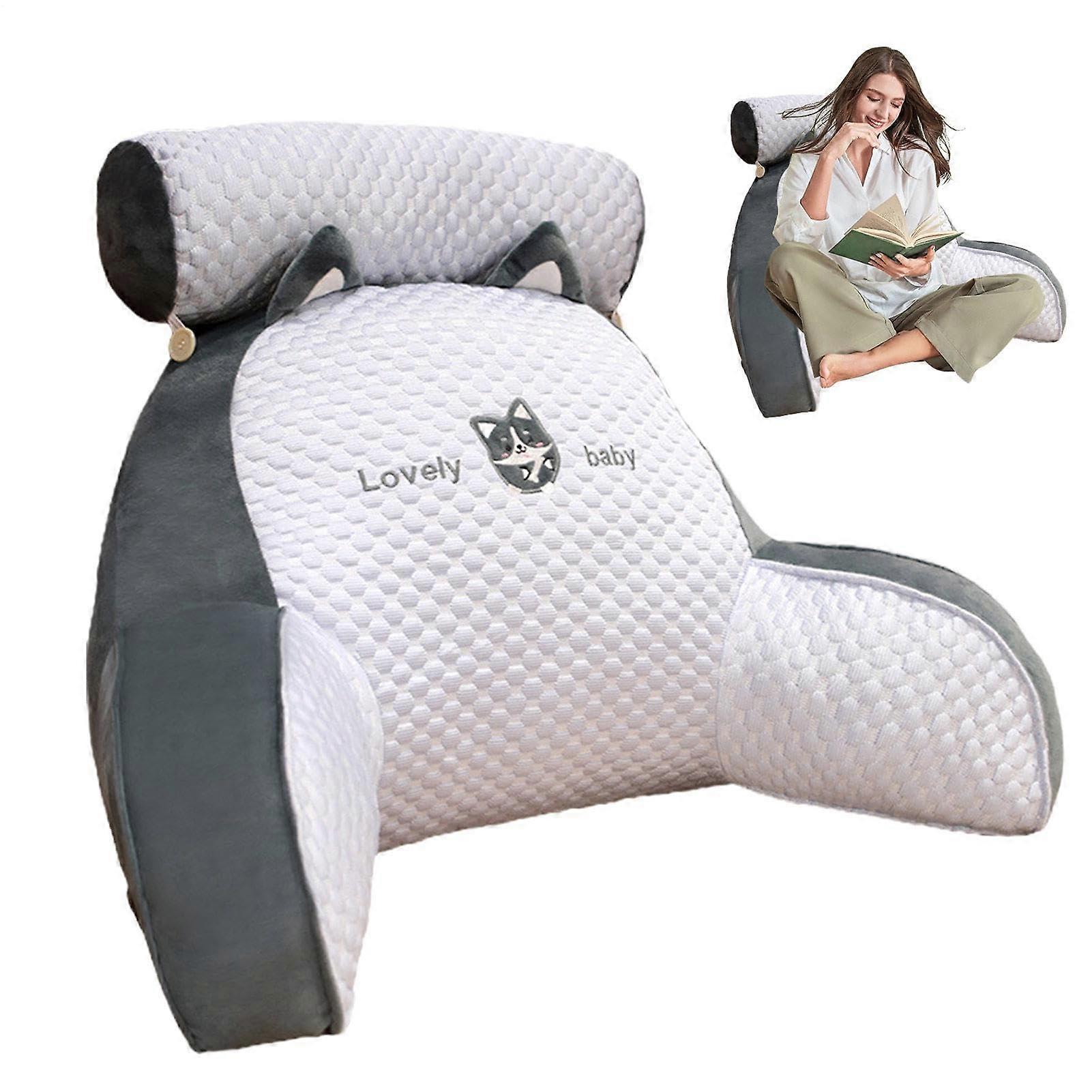 Back Pillows for Sitting In Bed, Reading Pillow With Detachable Neck Support And Armrests, For Reading TV Gaming