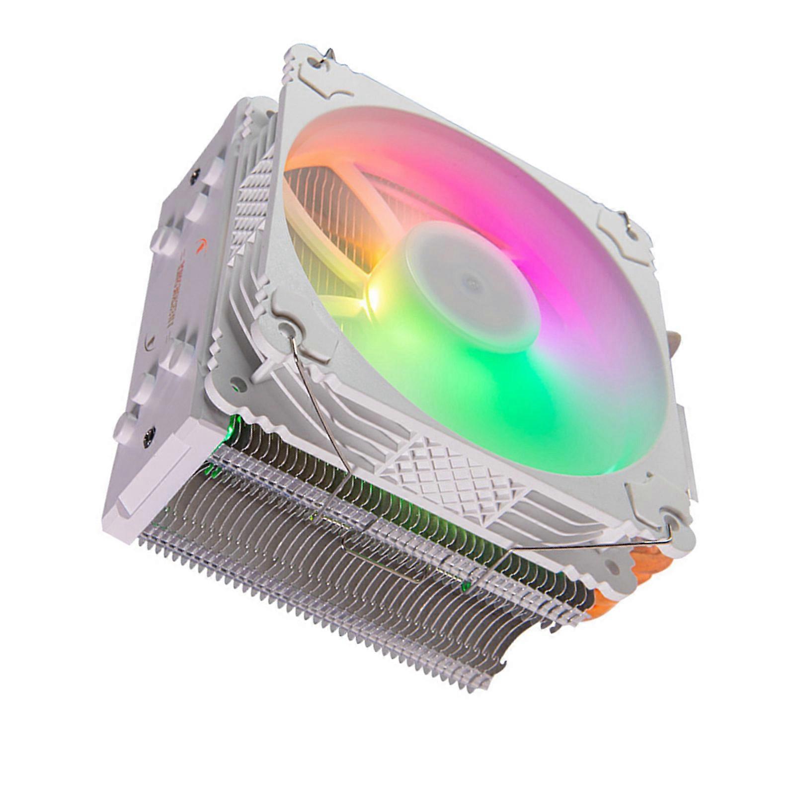 4Pin Color CPU Cooling With Copper Heat Pipes 12cm PWM Temperature Control Fan For Gaming PC Quiet Operation  White