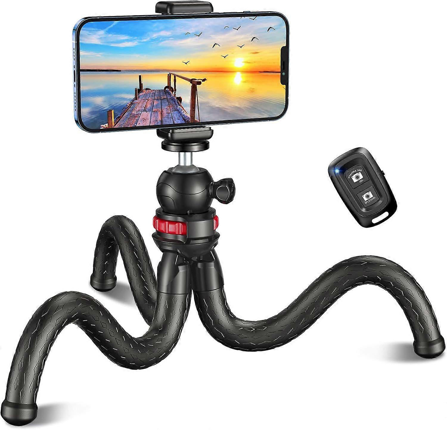 Trépied pour smartphone CIRYCASE, mini trépied flexible à rotation 360° avec télécommande Bluetooth, perche à selfie pour téléphone portable, appareil photo