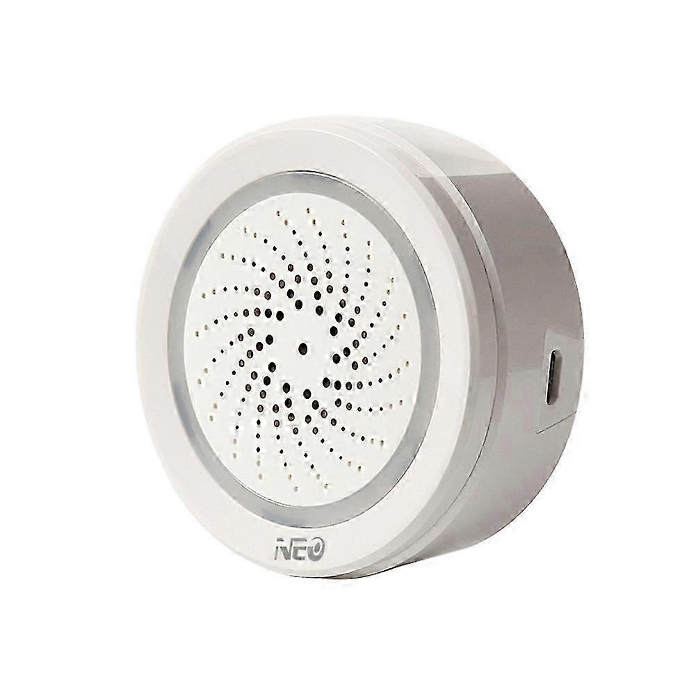 Tuya Smart Life WiFi Siren Alarm 100dB høyttaler 8 ringetoner med Strobe Light Alert for Home Security System