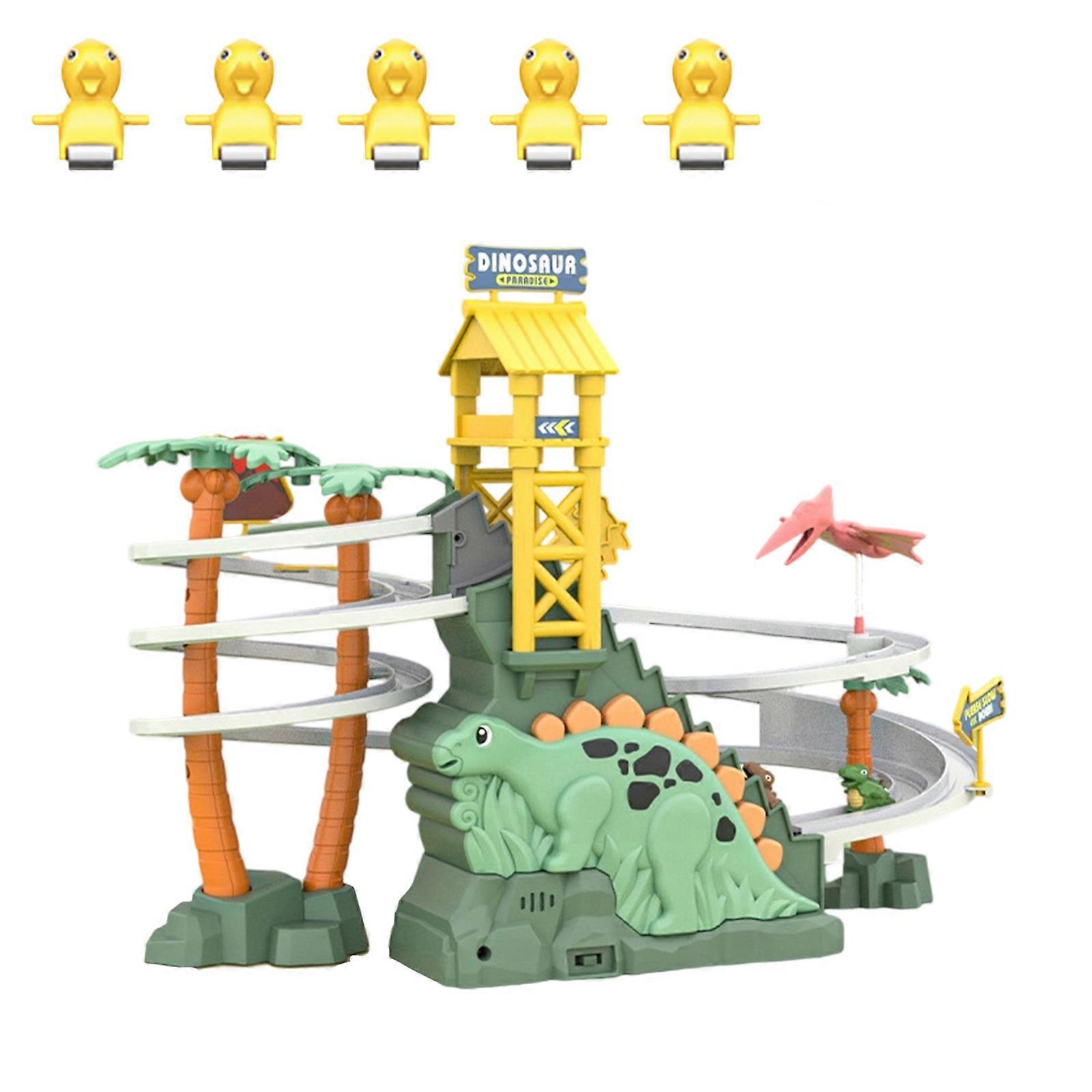 Rotating Dinosaur Obstacle Course Climber Slide Educational Motorized Play Set For Children Age 3 And Up  Green