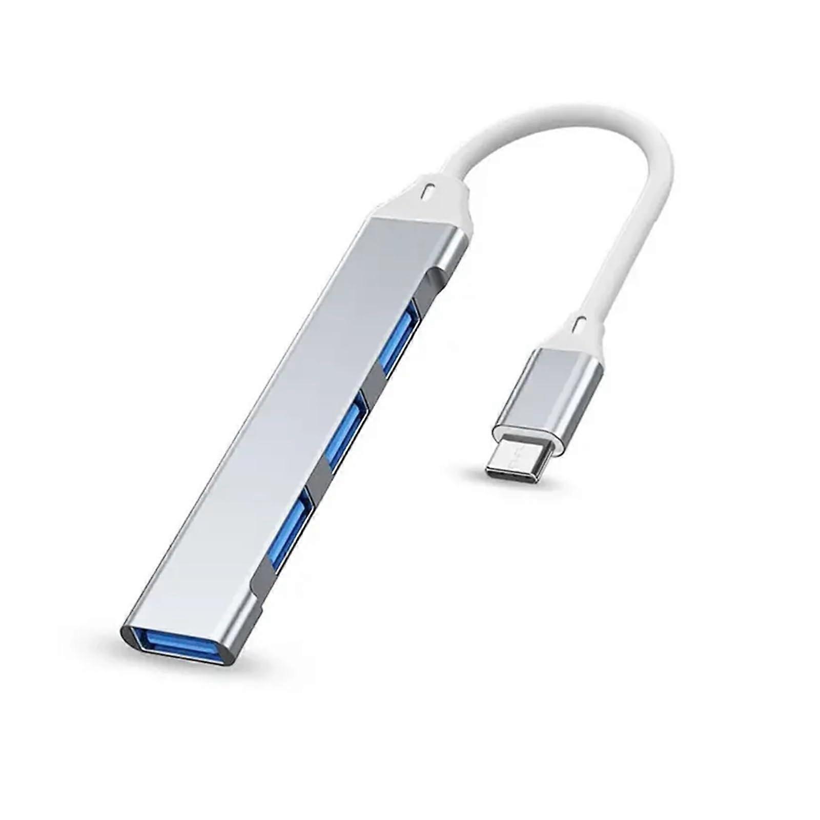 USB C HUB 4Port USB 3.0 TypeC Splitter OTG Adapter Compatible with 13/15 Inch Laptop, Air, Mi Pro, Huawei Silver