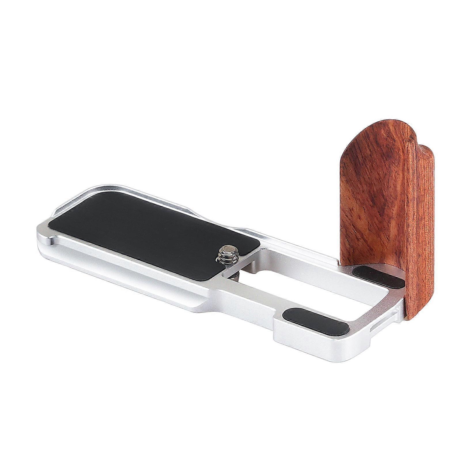 Universal Quick Release Plate for Tripods Wooden Handle Multiple 1/4inch Threaded Holes For Accessories  Silver