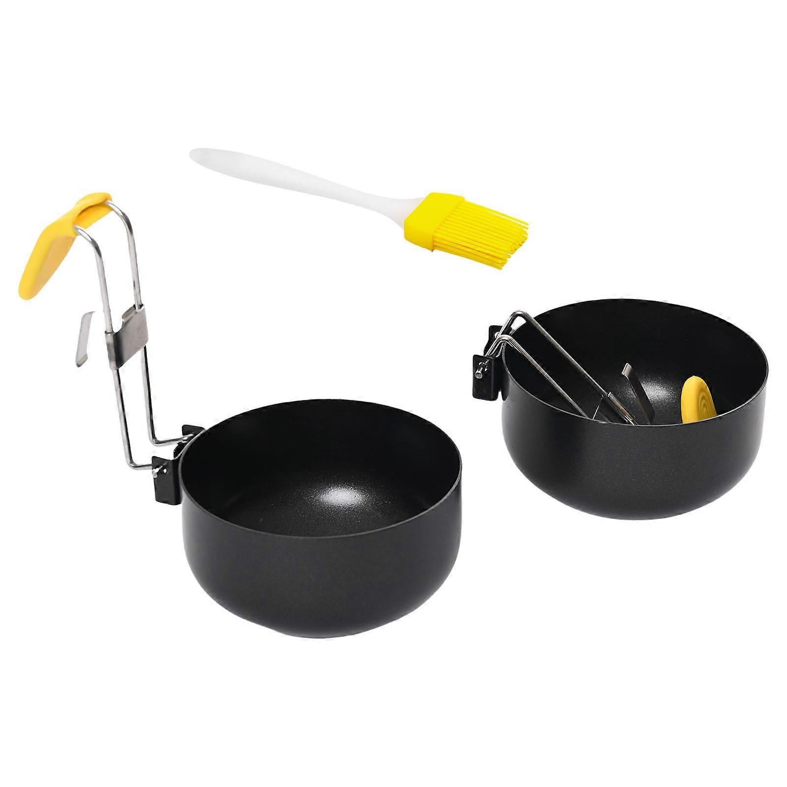 430Stainless Steel Eggs Poacher Pan Folding Handle Eggs Boiler Metal Texture Cooking Tool Suitable for Perfect Poached Eggs Multicolor