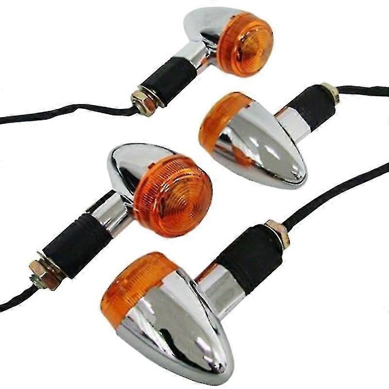 Motorcycle Turn Signals Chrome Front Rear Lights for Chopper(4Pcs)