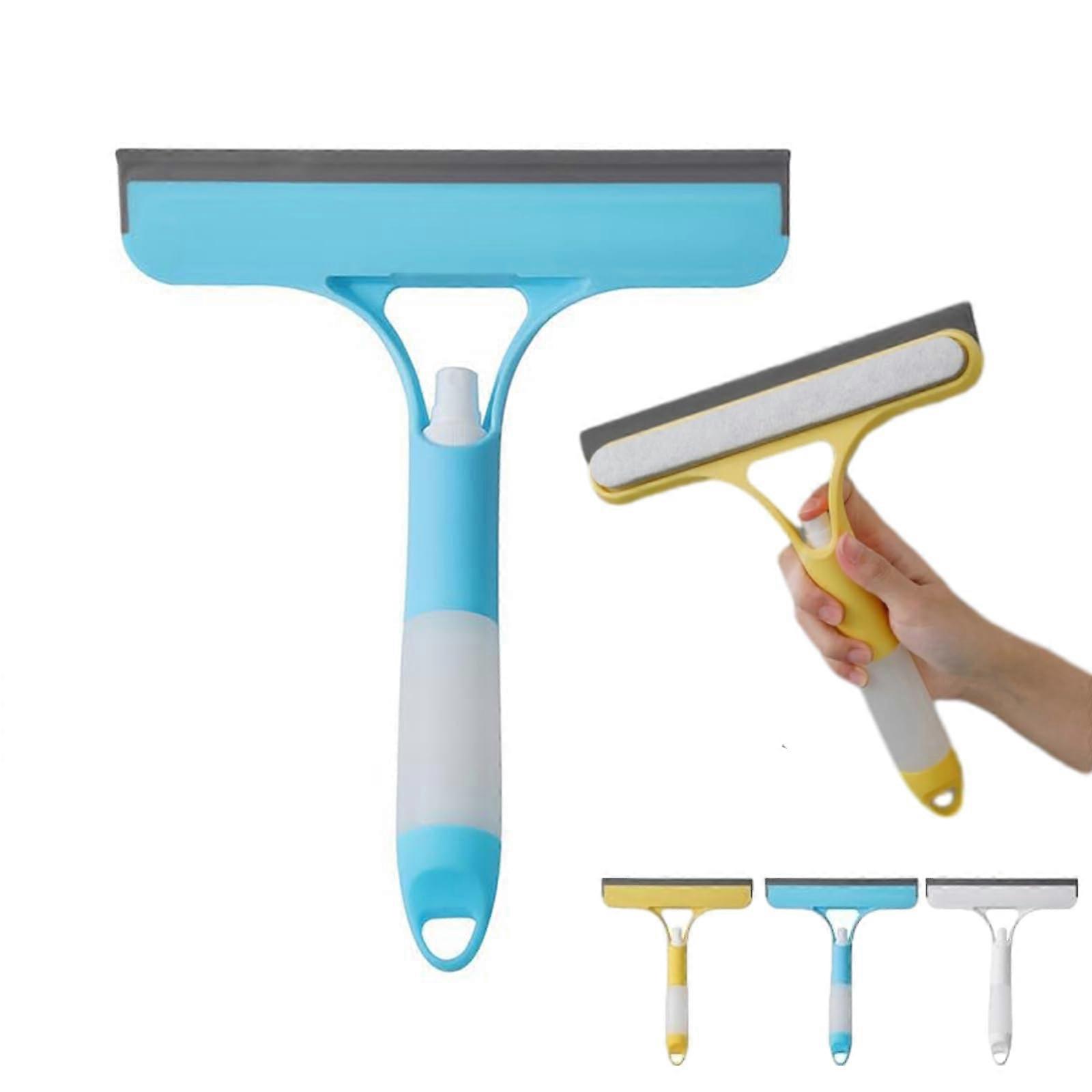 Window Squeegee with Spray Bottle 3 in 1 Glass Cleaner for Car, Home, Kitchen Windows (Blue)