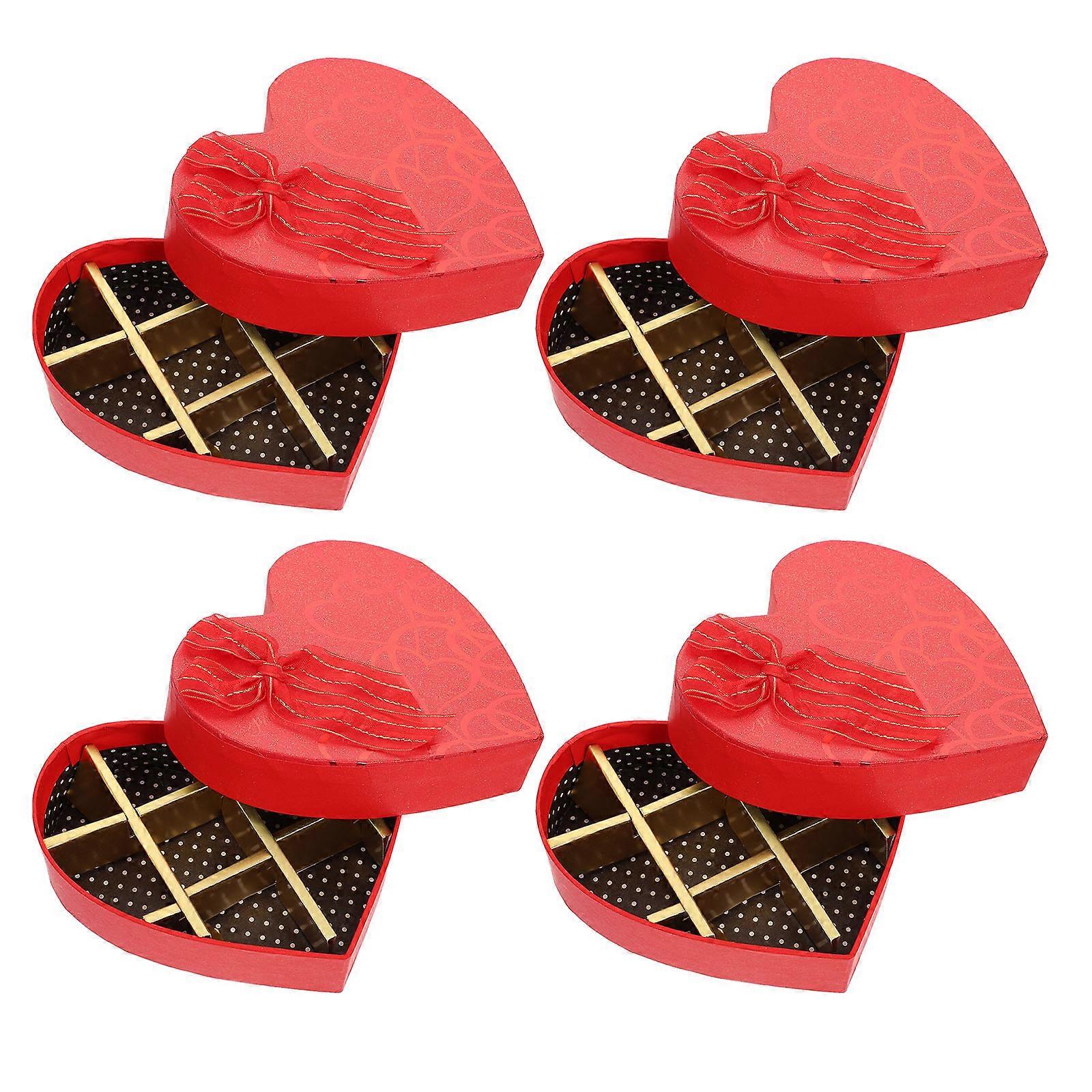 Heart-Shaped Chocolate Box for Gift Packing with 4Pcs Creative Valentine Storage