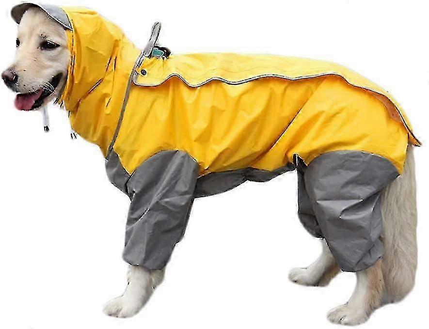 Yellow Dog Raincoat With Detachable Hoodie, Drawstring Coat, 10 Sizes -Q