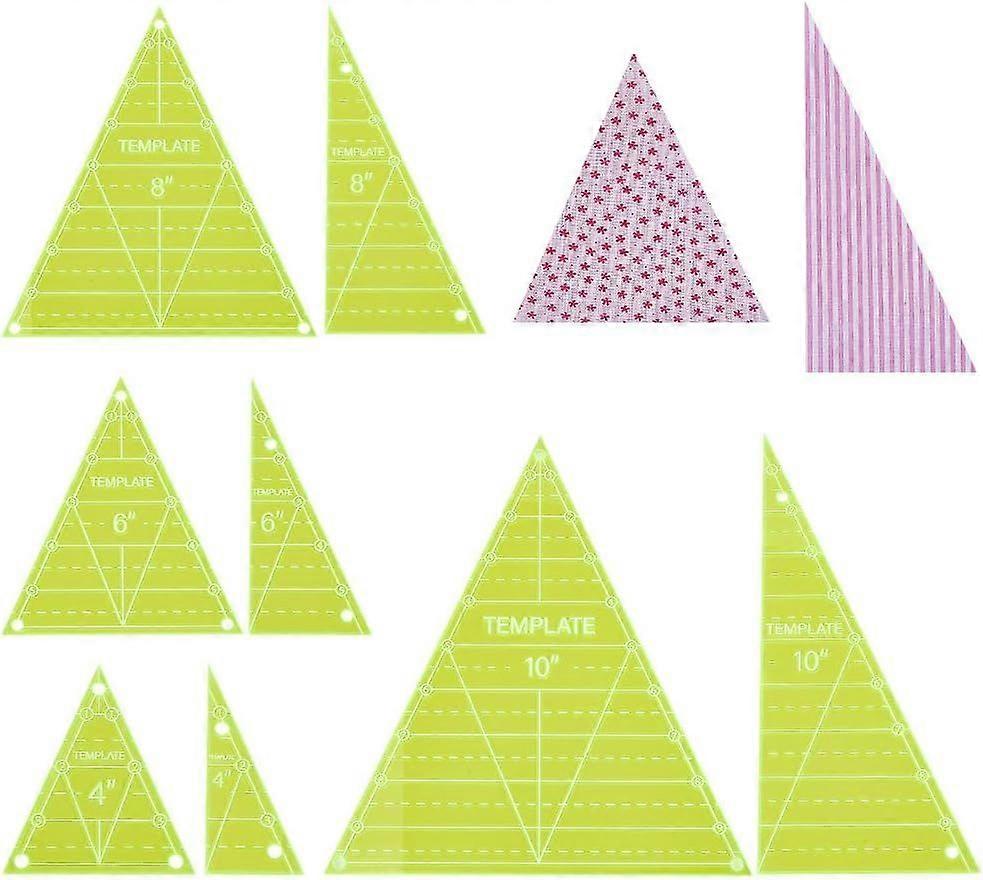 8 Pcs Triangle Quilting Template Triangle Rulers for Quilting Transparent Acrylic T-Shirt Rulers Acrylic DIY Hand Patchwork Template for Cutting Sewin
