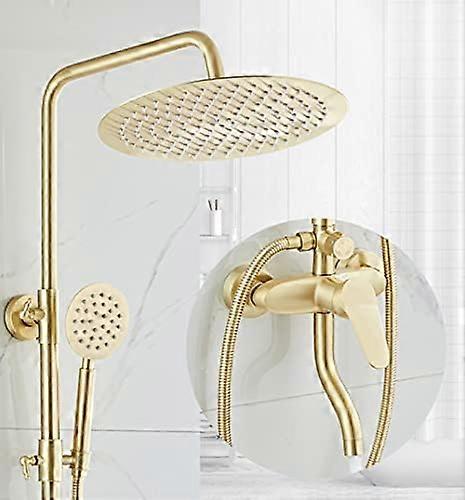 Luxury Shower Faucet Brushed Gold Rainfall System with 3 Function Hot and Cold Bathtub Tap Type D/C/A
