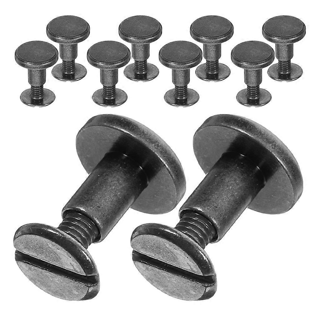Black Rivet Fastening Kit Flat Head Rivets for Book Binding 10Pcs