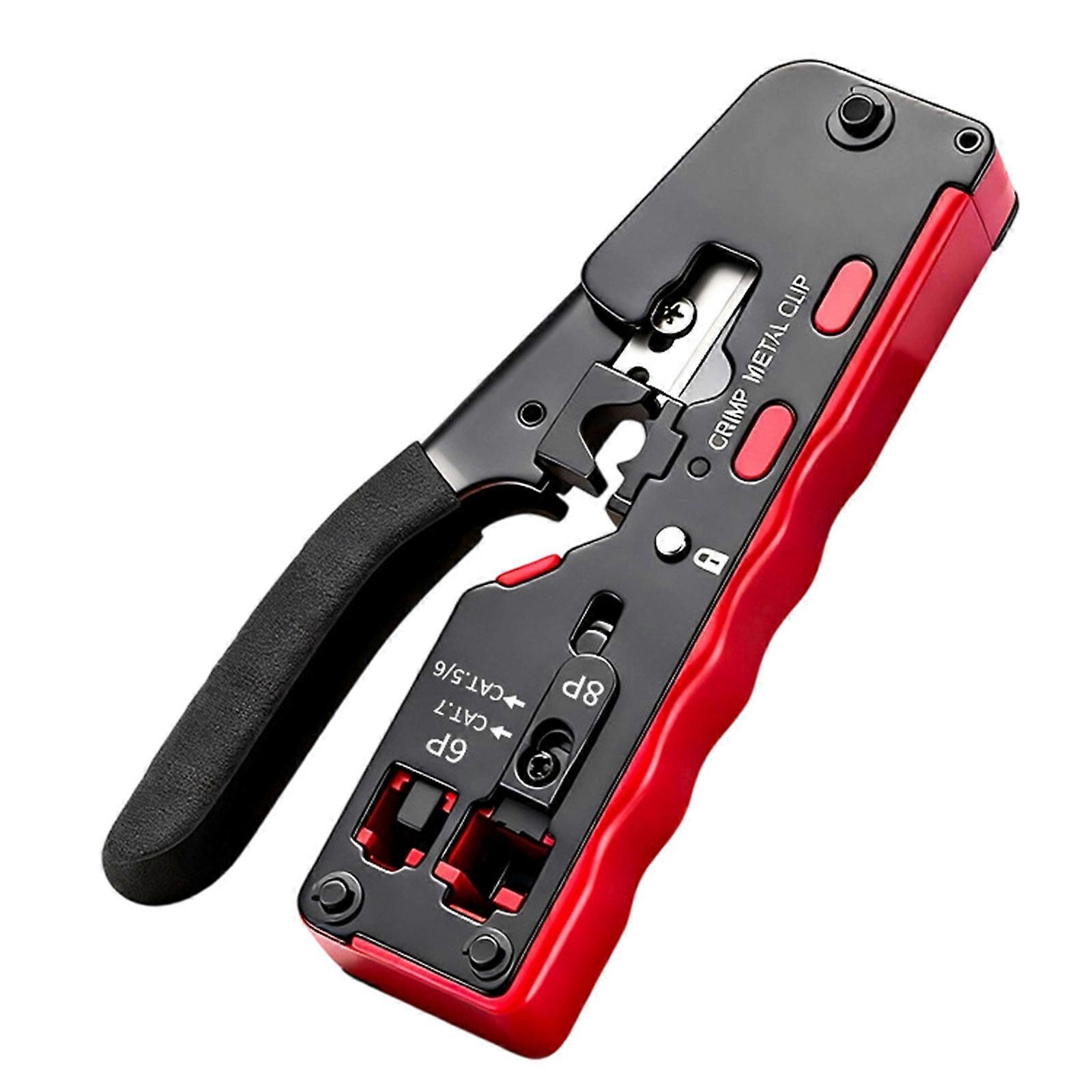 Wire Stripper And Crimper For Cat6a Cat6 Cat5 8P6P Modular Connector With Clear Scale Marks And Strong Frame Multicolor