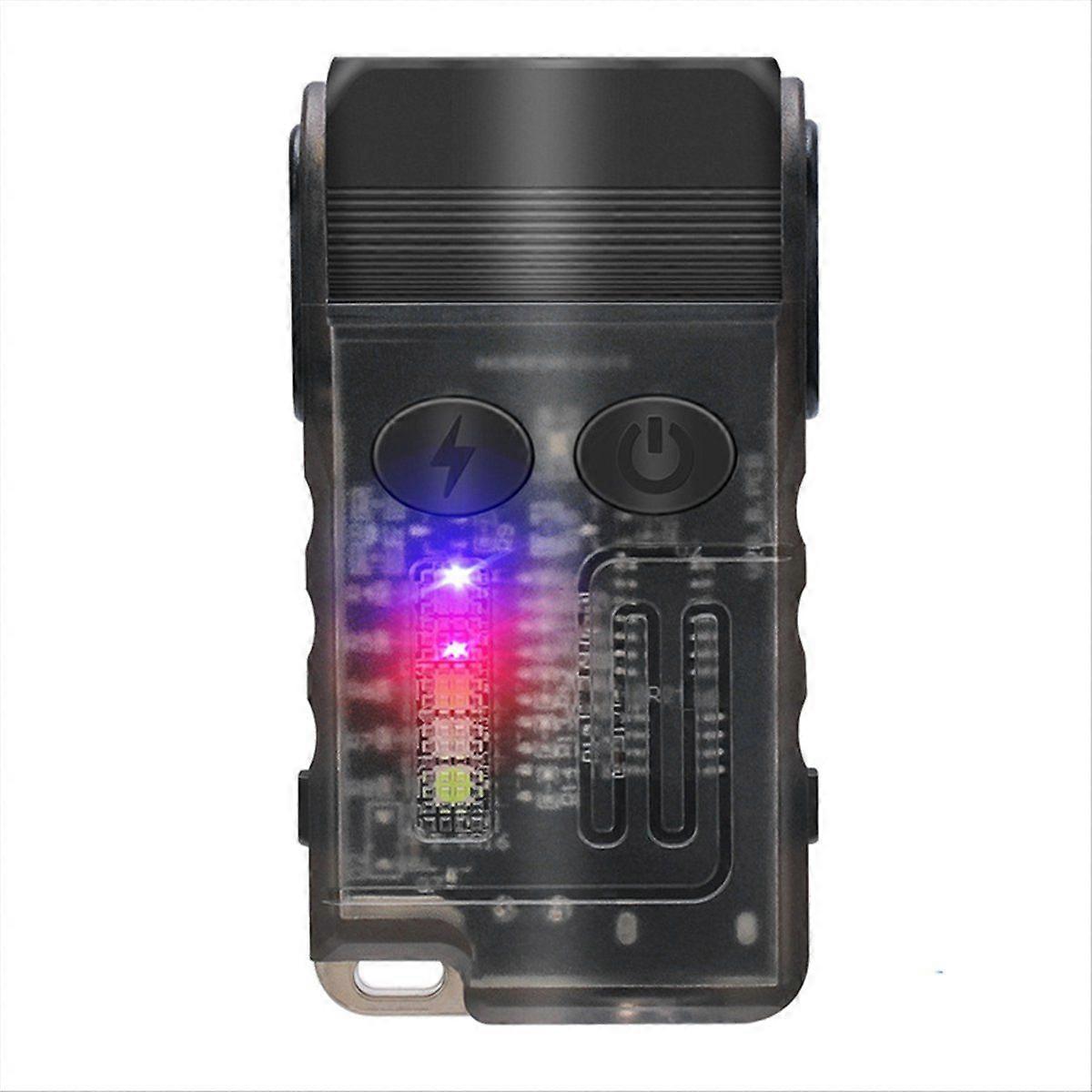 V20 Keychain EDC LED Flashlight Rechargeable Magnetic Buzzer Work Light Type-C Lamp for Camping & O