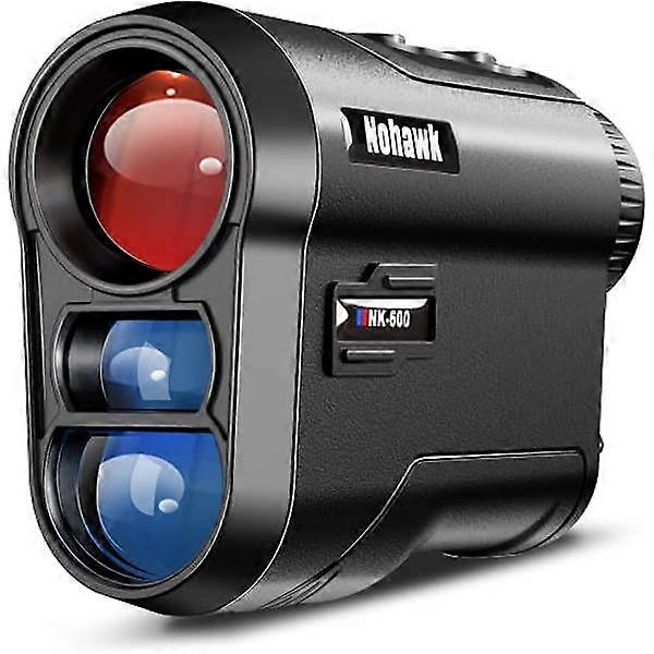 NOHAWK High Precision Laser Rangefinder 600m, Tilt & Flag Lock with Vibration, USB Rechargeable (Black) - compatible with WELLNGS 【H】