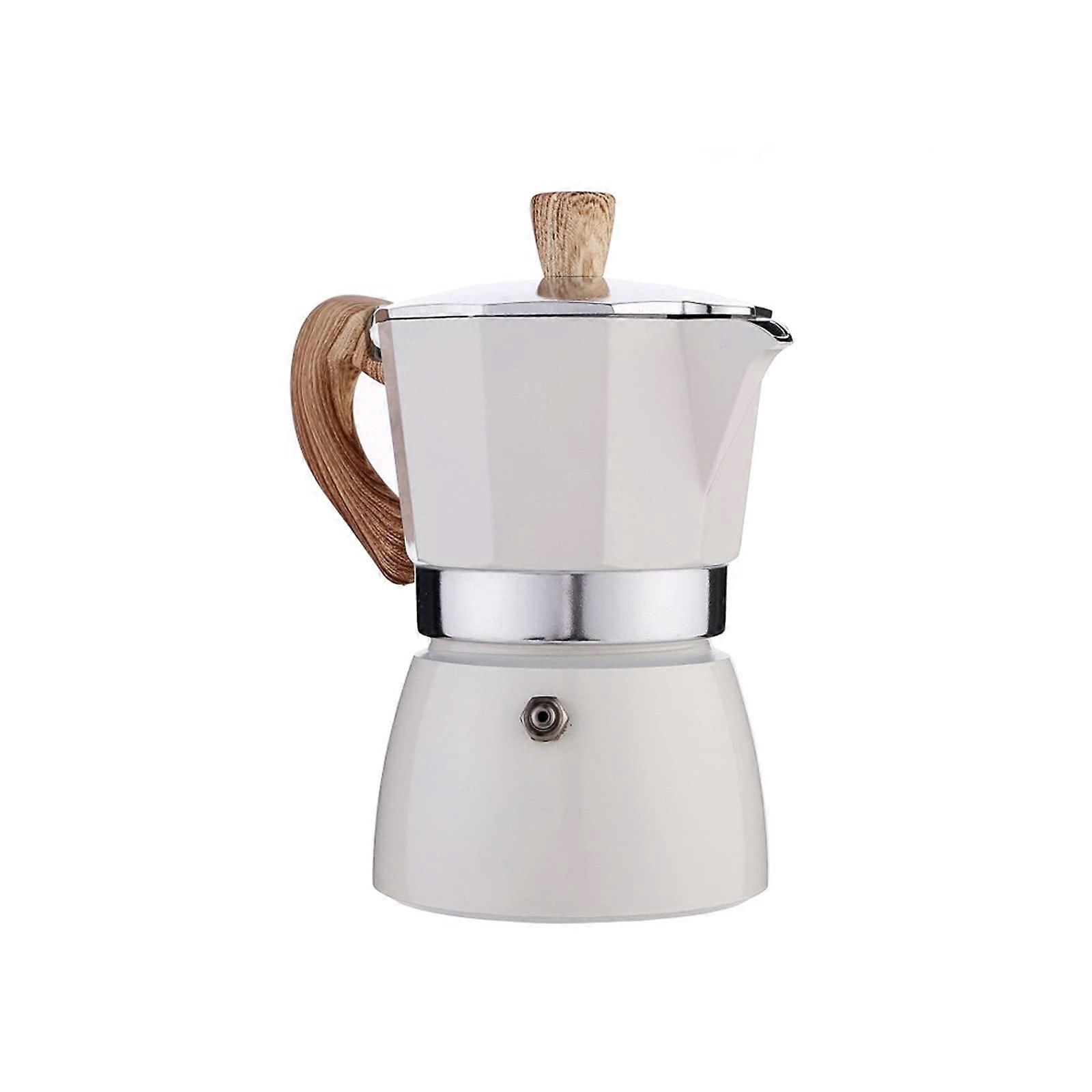 Coffee Kettle Aluminum Moka Pot with Handle Precision Spout Espresso Percolator White 150ml