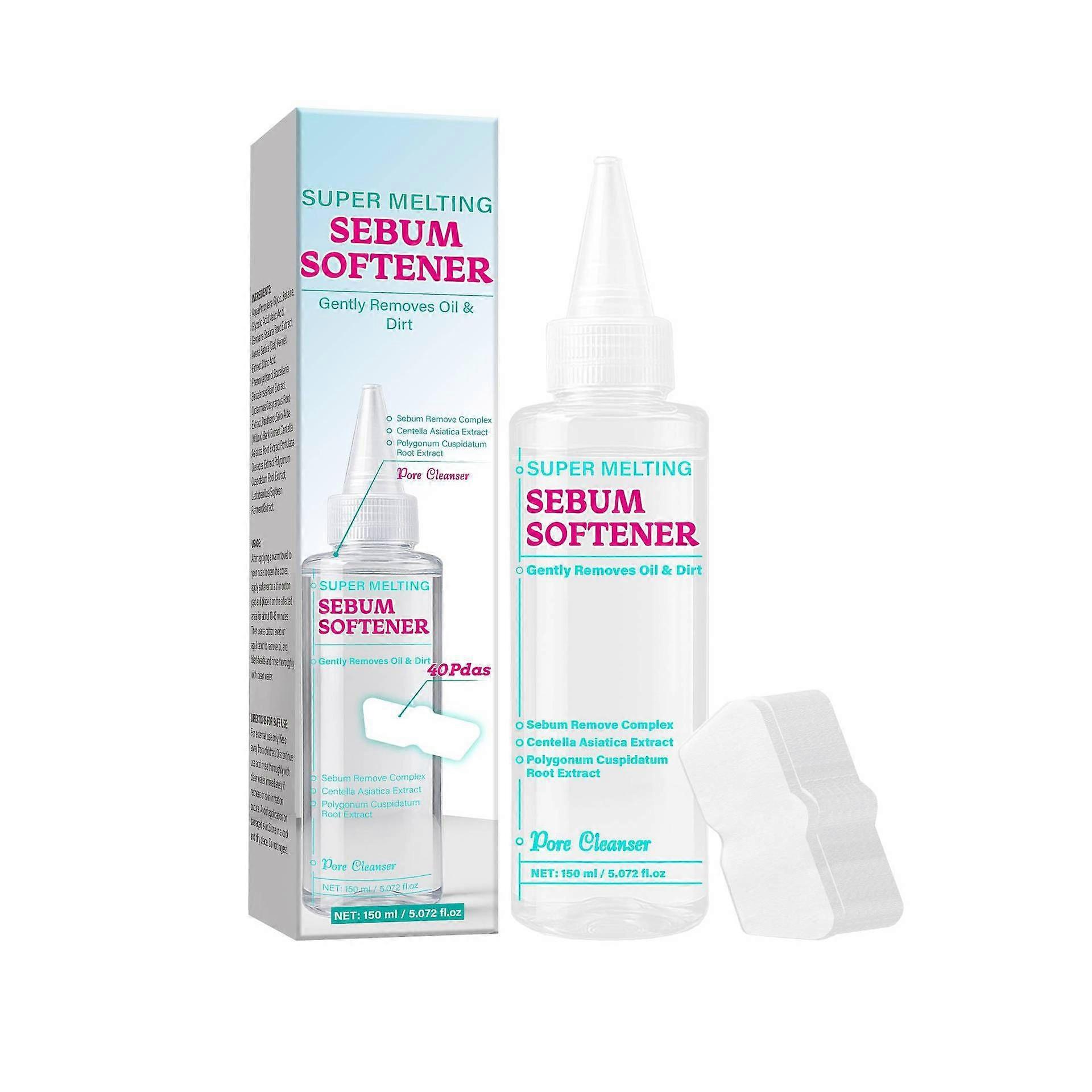 Sebum Softener, with 40 Skin Wrap Cotton Pads included, Pore Cleansing Solution, Blackhead Softener, Melts Away Blackheads & Sebum
