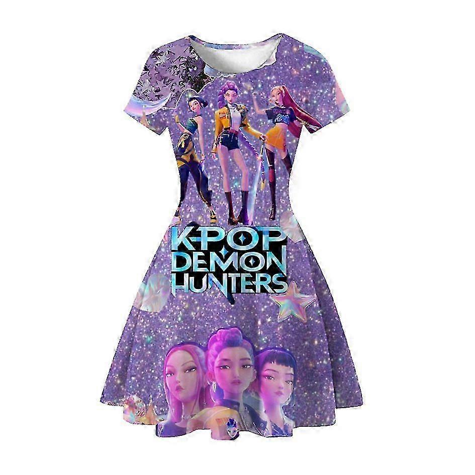 KPop Lovci démonů, 3D tištěná sukně, princeznovské šaty, dívčí párty šaty 09 _a
