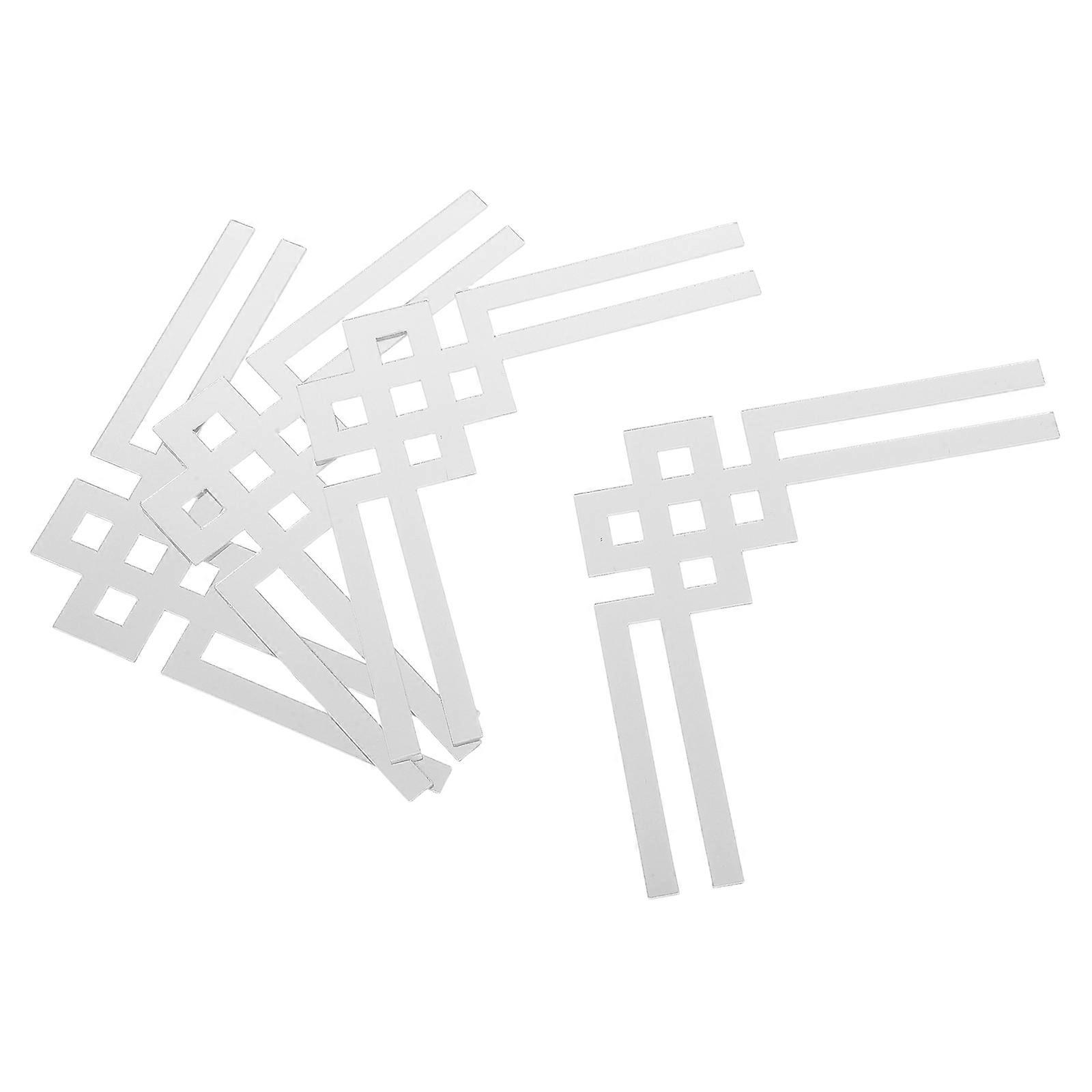 Decorative Silver Mirror Corner Stickers for Wall Decor 4Pcs Acrylic Decals