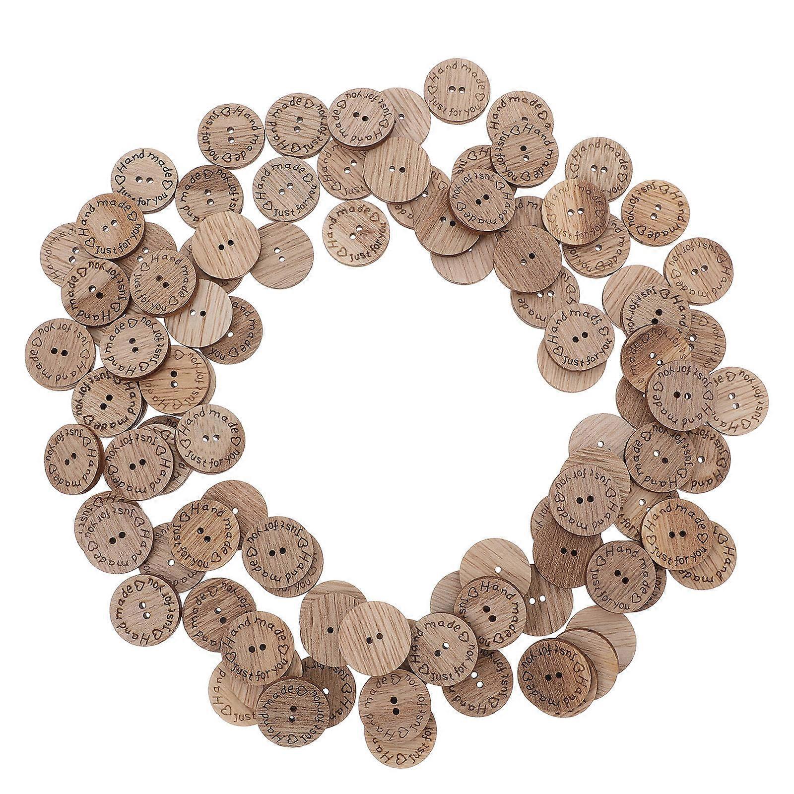 DIY Wooden Buttons for Sewing with Double Holes 100Pcs Handmade Round Craft Buttons