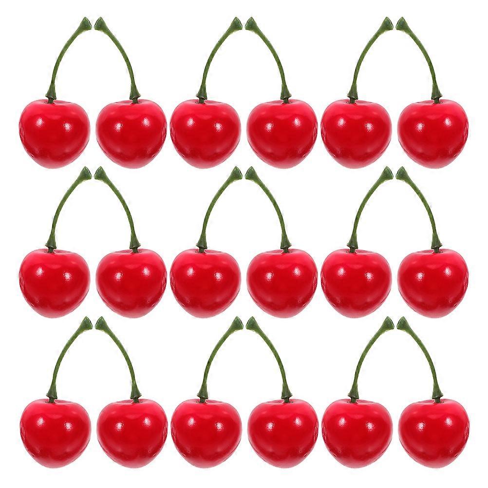 Artificial Cherry Fruit Ornaments Set for Decoration Includes 45Pcs Red