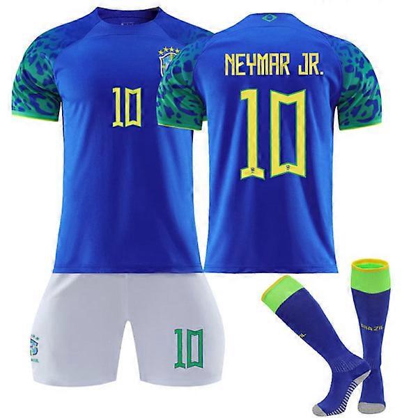 Qatar Coupe du Monde Brésil Neymar Jr #10 Maillot Samba T-shirts de football pour hommes, enfants et adolescents, taille 24 (130-140 cm)