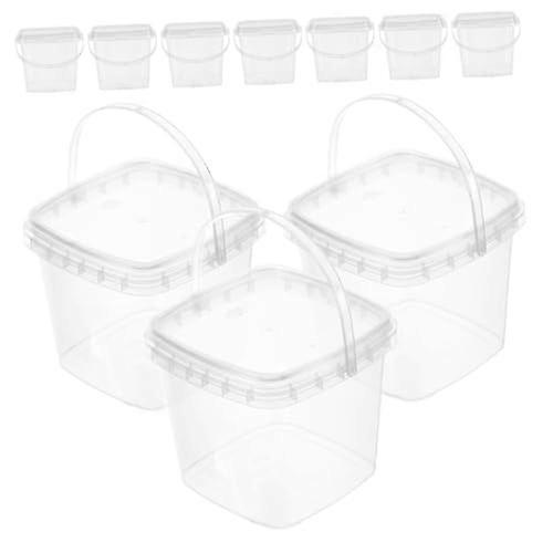 10PCS Clear Square Plastic Storage Buckets with Lids for Kitchen, Parties and Events Ref:5182