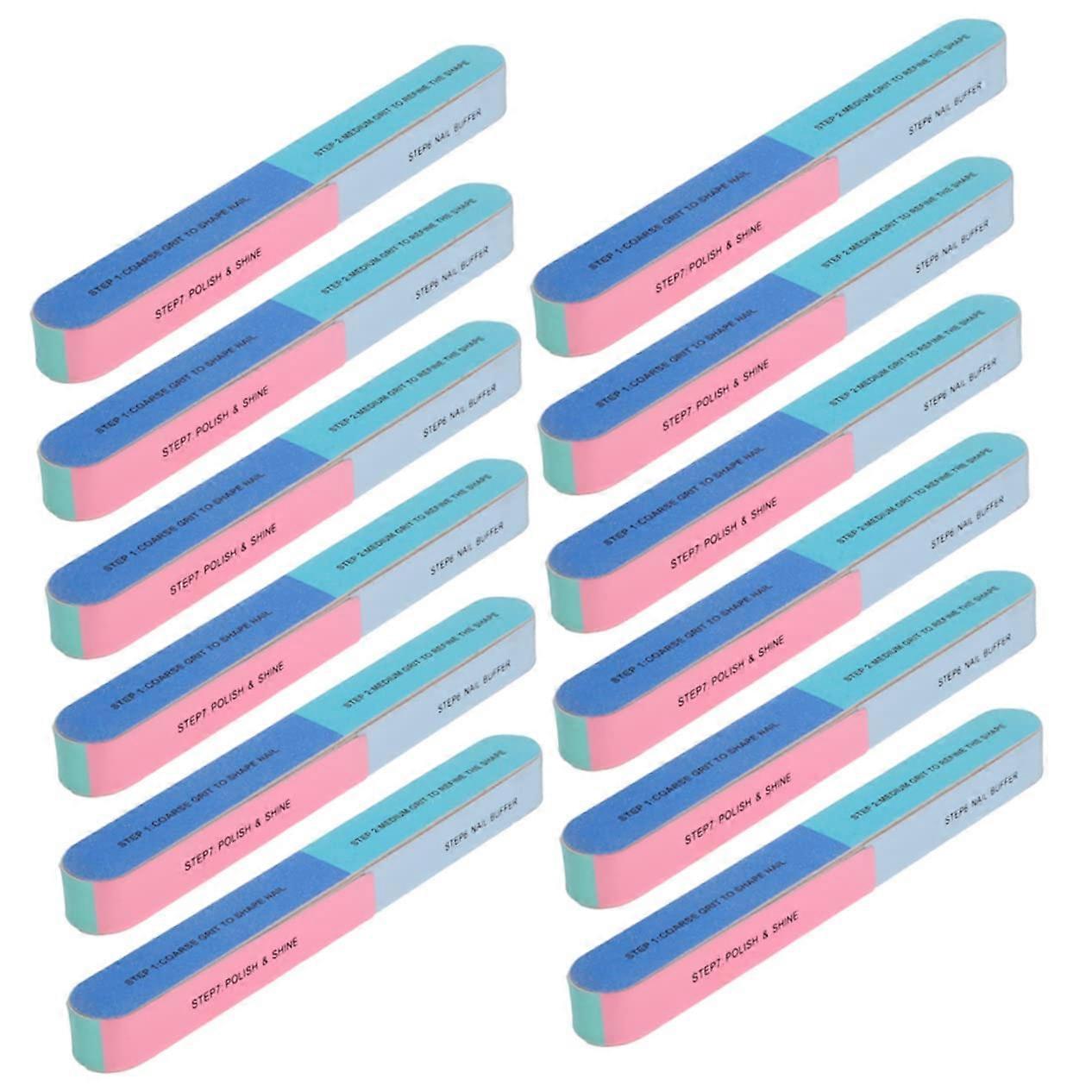 12pcs Professional Nail Buffer Block Set with Numbered Steps and Washable Nail File Surfaces