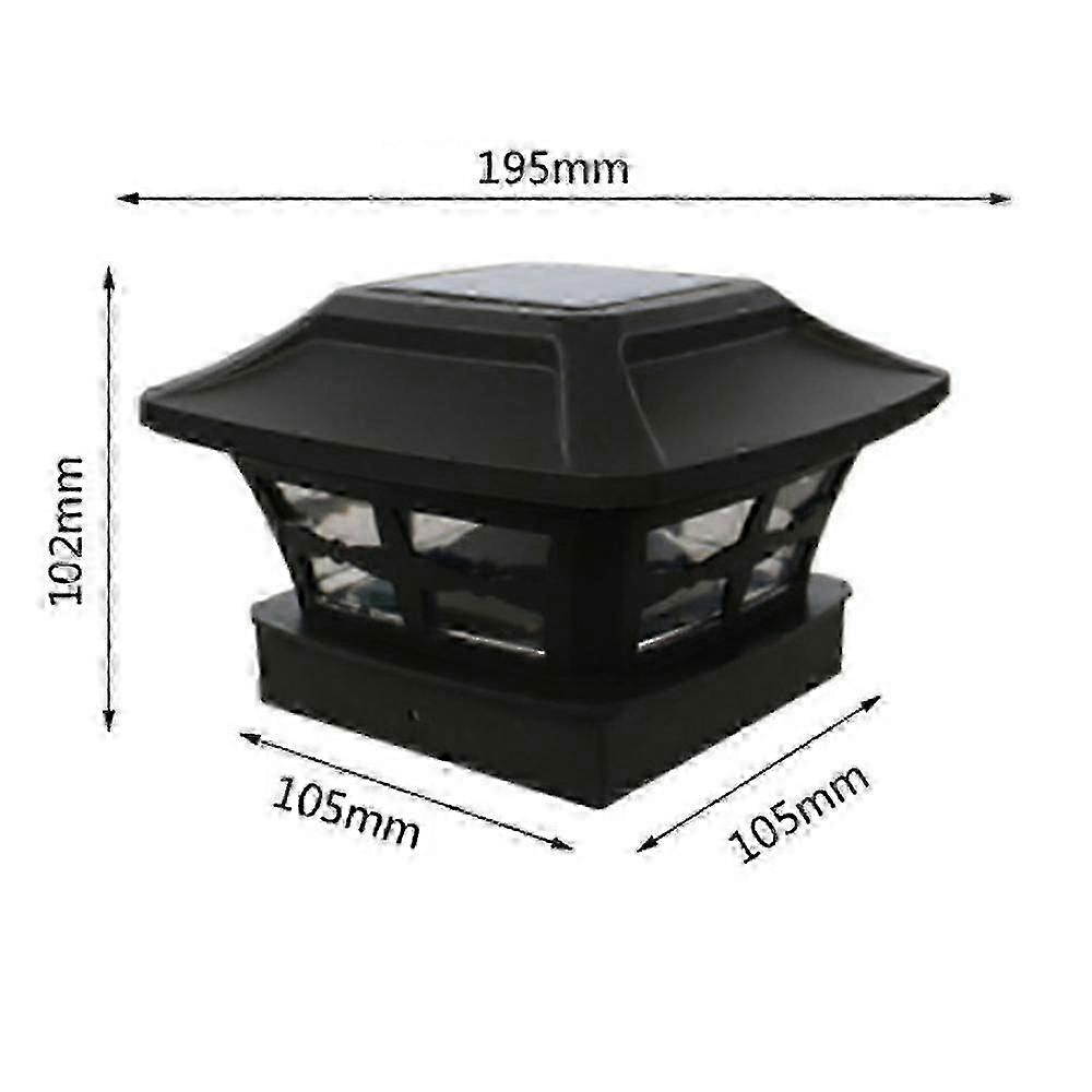2pcs Solar Fence Post Lamp Headlight Garden Post Light (black (leaf)