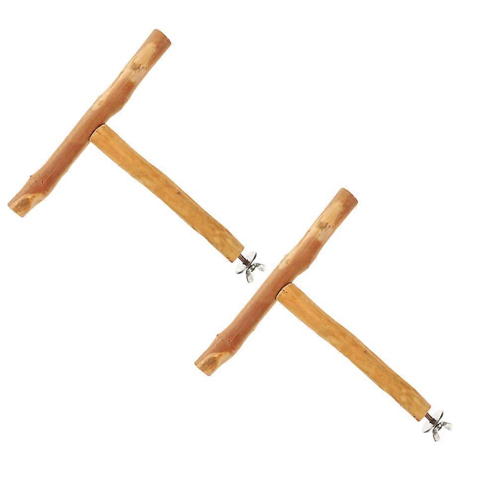 Wood Parrot Stand Perch for Bird Training 2Pcs Stable T Shape Design
