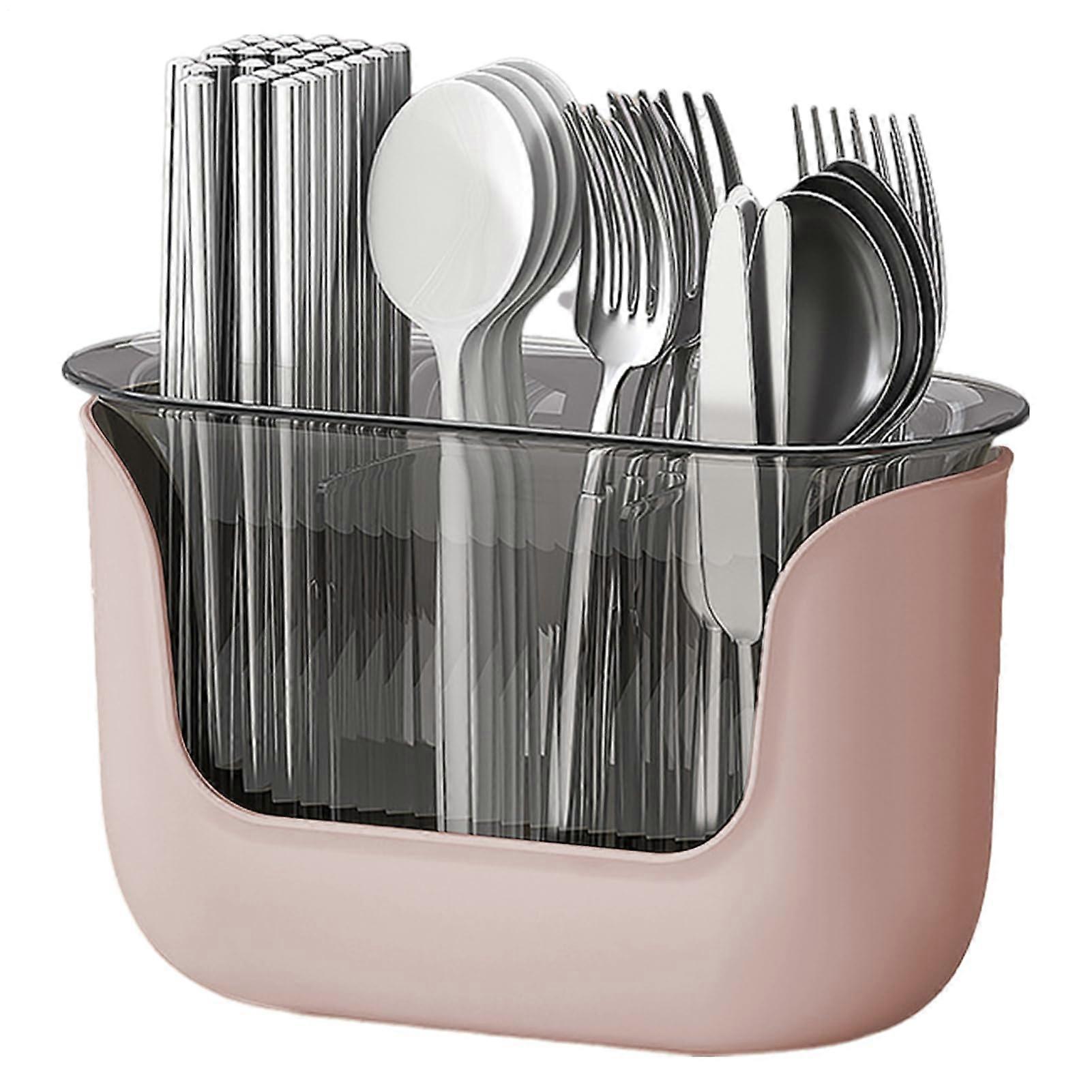 Extra Large 3 Compartment Utensil Holder with Transparent DoubleLayer Design for Kitchen Countertop Storage