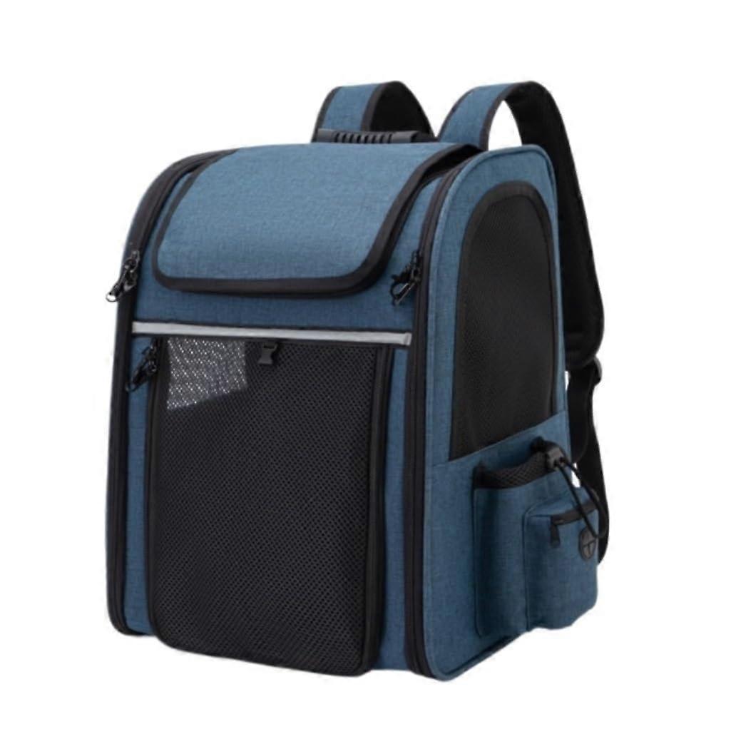 Expandable Pet Backpack Carrier with Mesh Panels, Multi Entrances, Safety Leash and Storage Pockets