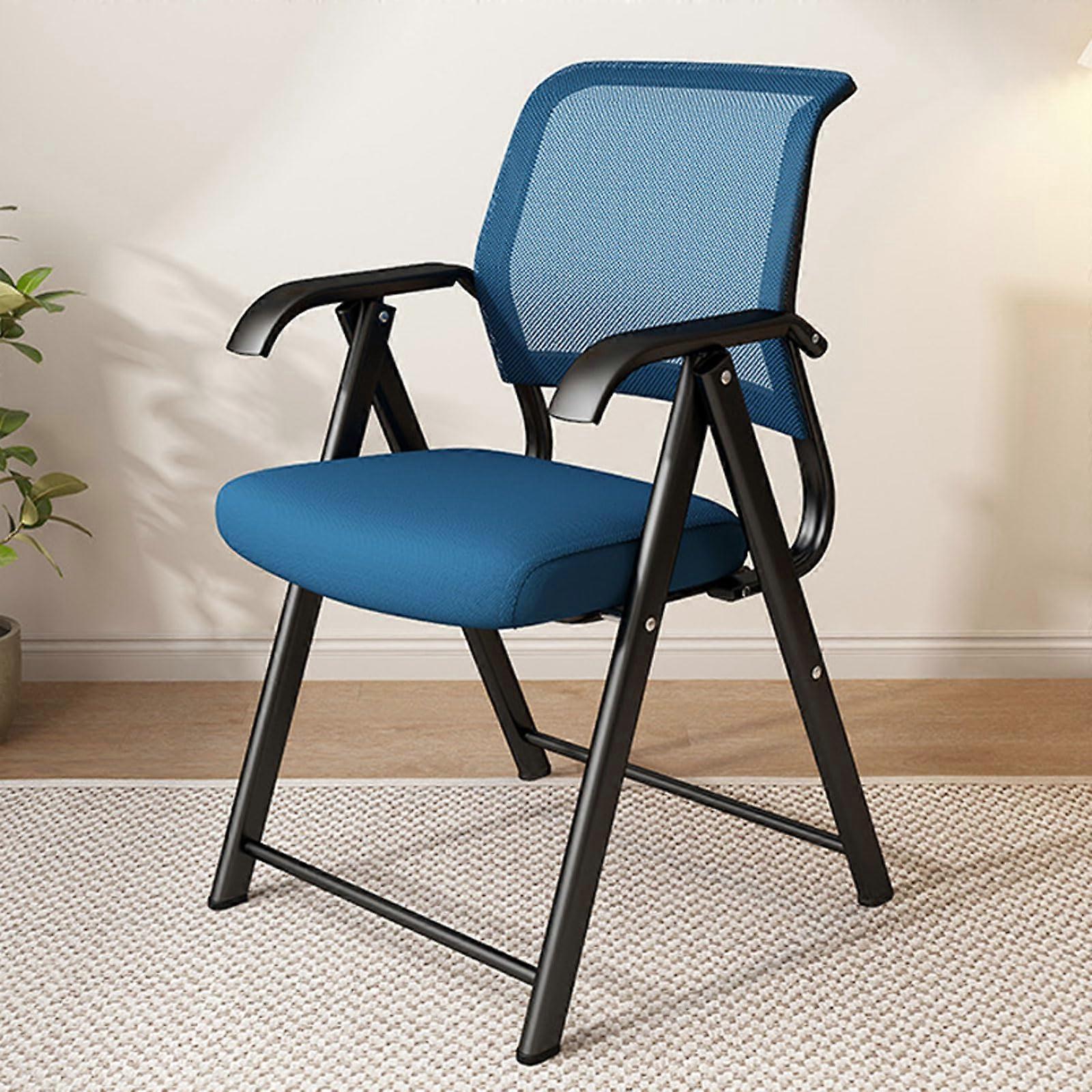 Folding Conference Room Chairs with Mesh Back, Lumbar Support and Stackable Design for Home Office Blue