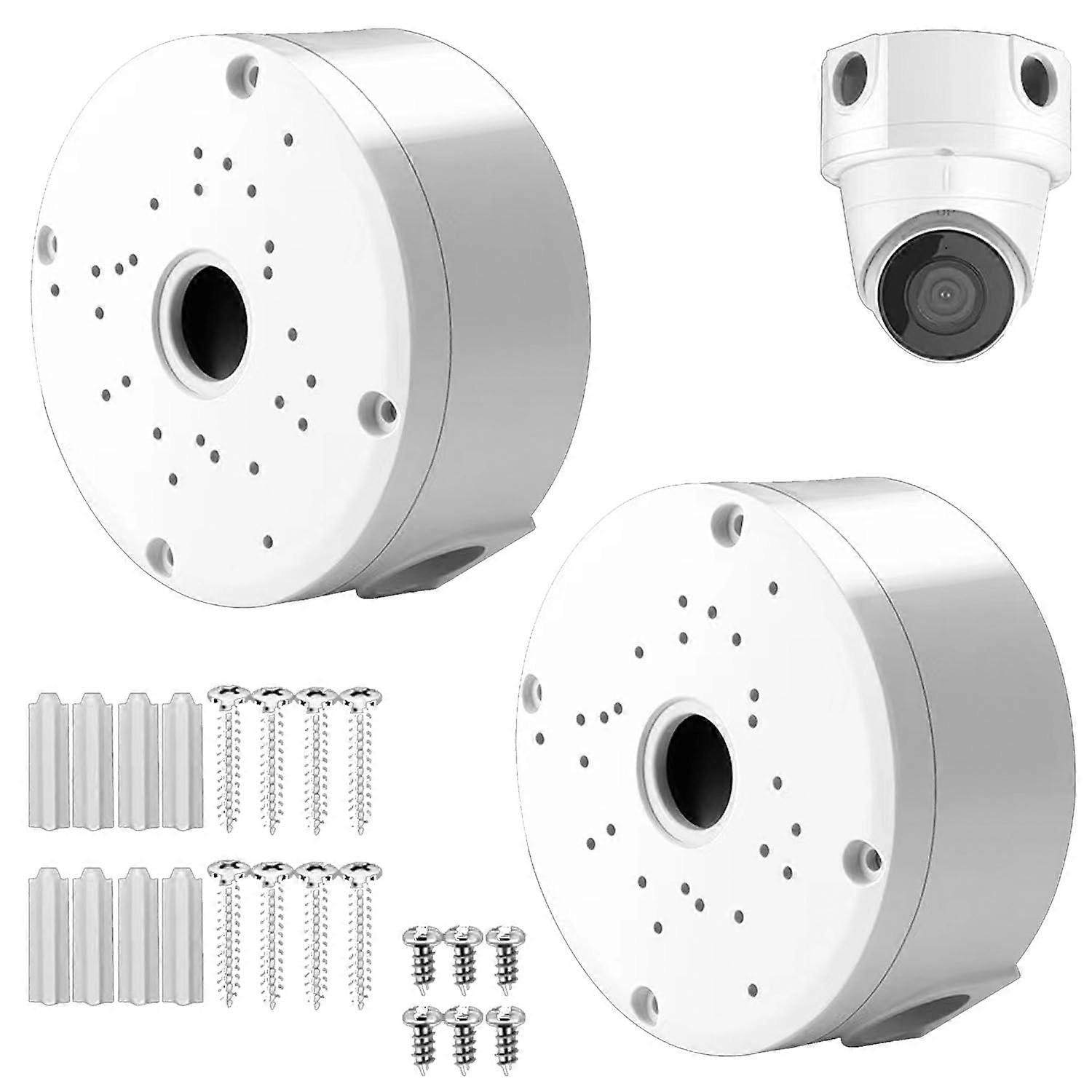 2 Pack ABS Dome Camera Junction Box for CCTV IP Surveillance, Secure Mounting Bracket