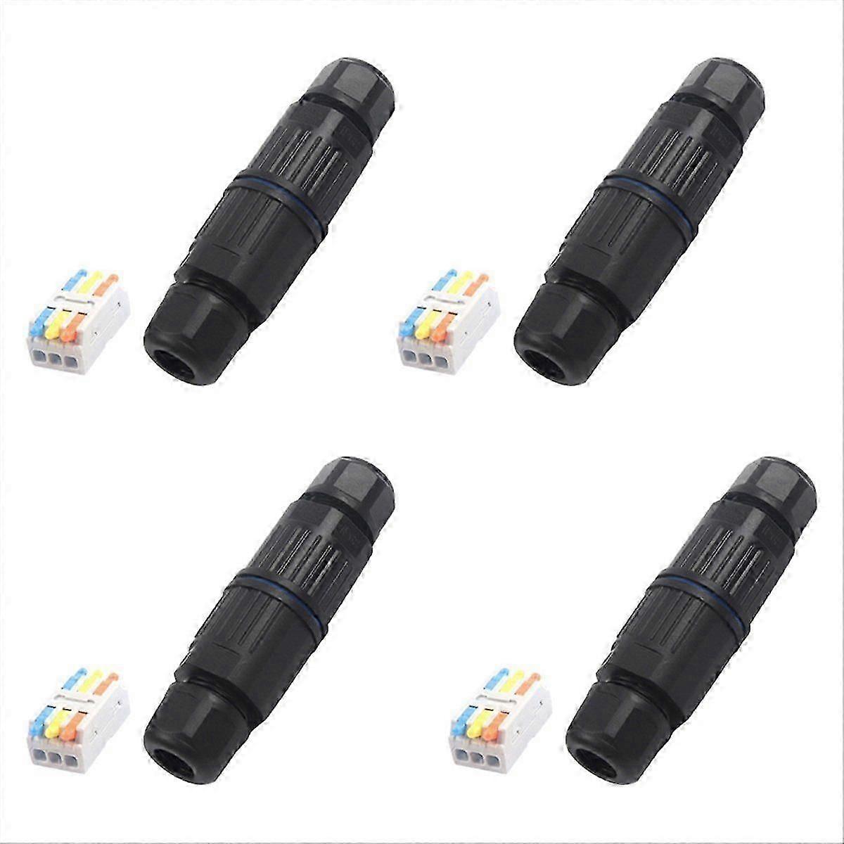 4 Sets Outdoor 3 Way Electrical Cable Connector