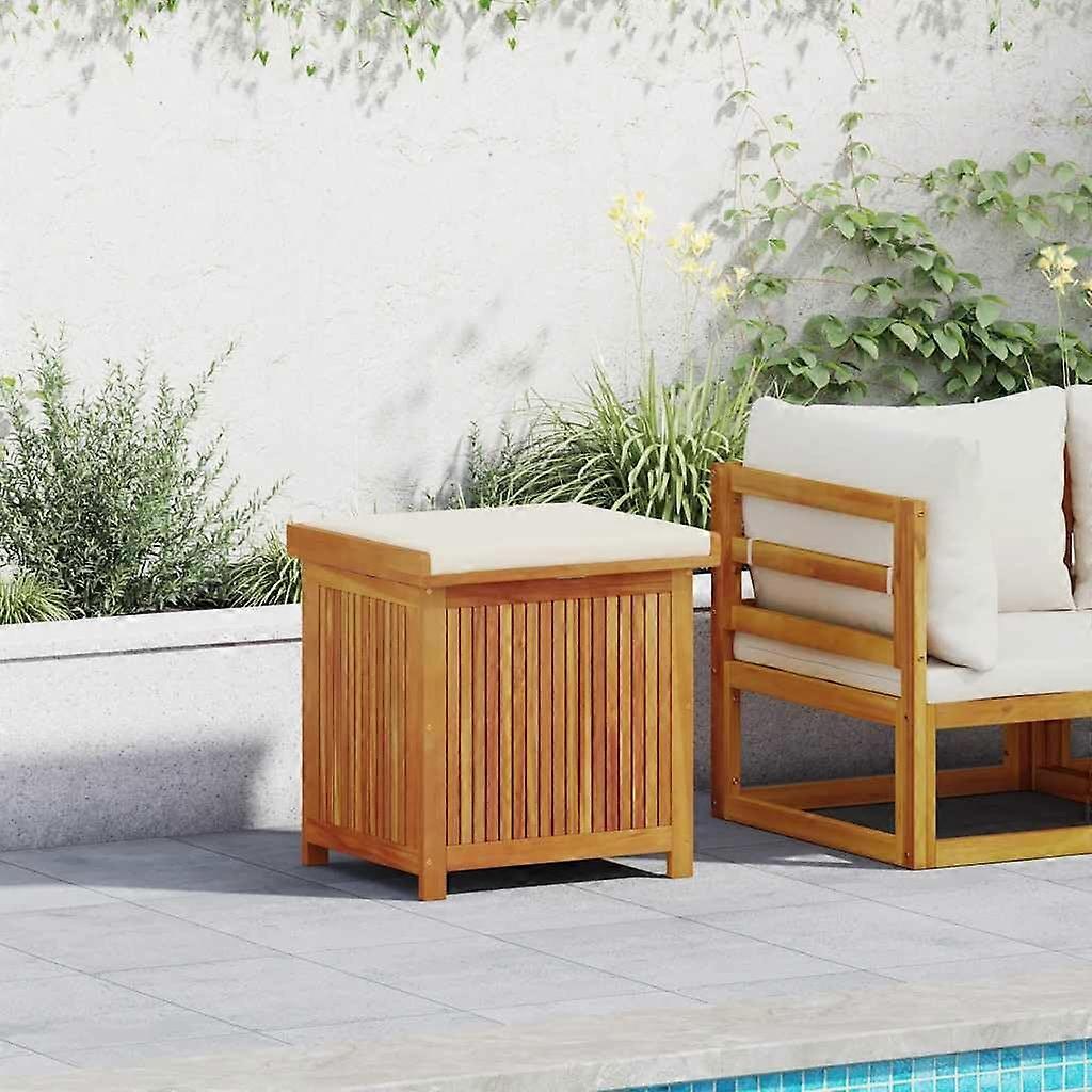 Outdoor Cushion Storage Box Solid Acacia Wood Large Capacity WaterResistant Rustic Brown