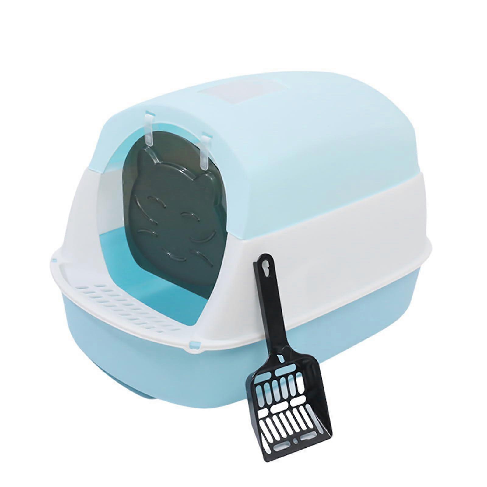 Enclosed Cat Litter Box with Odor Control and Smooth Scratch Surface for Cats and Rabbits