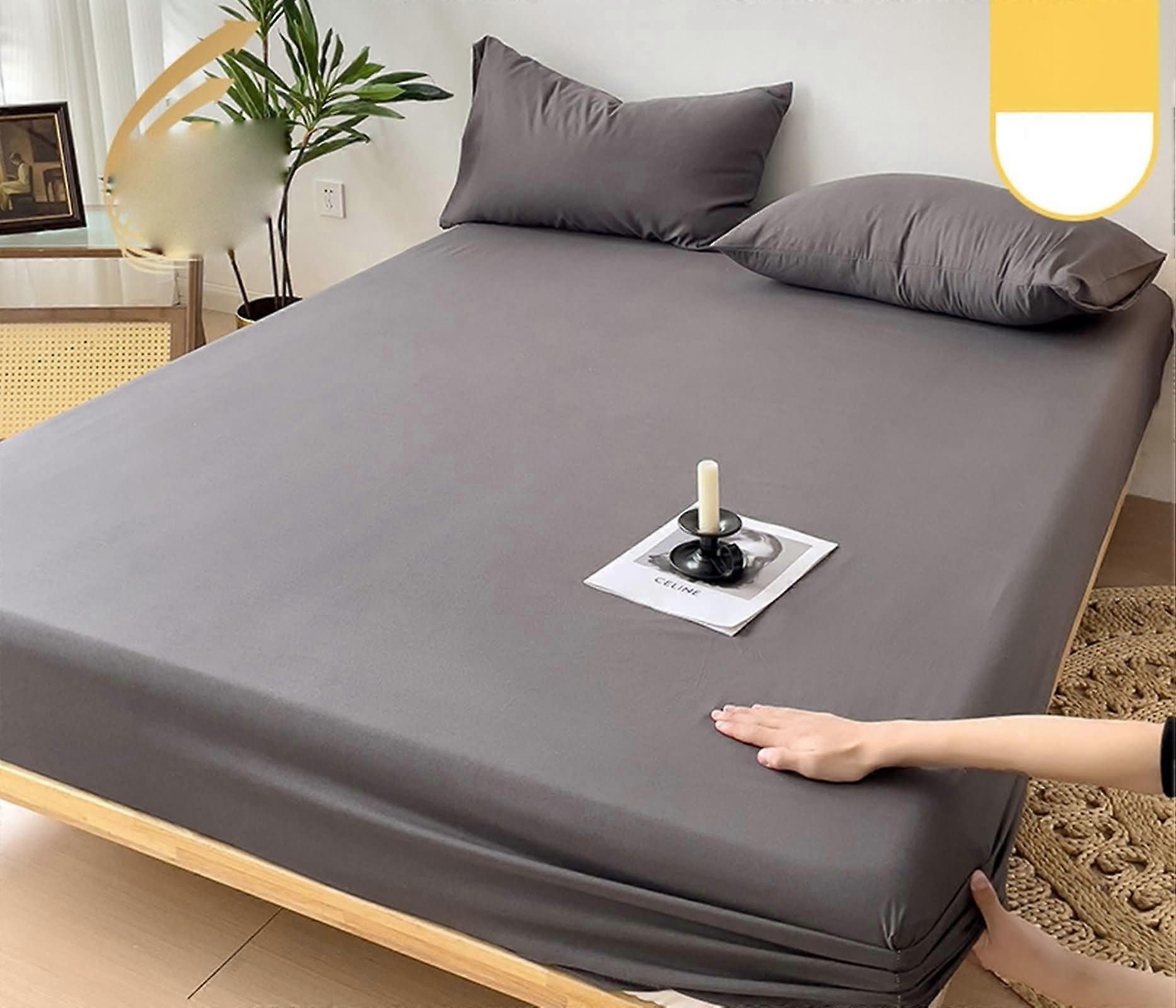 Super King Fitted Sheet with Pillowcases, Gray Microfiber, Deep Pocket Fit, Breathable Fabric