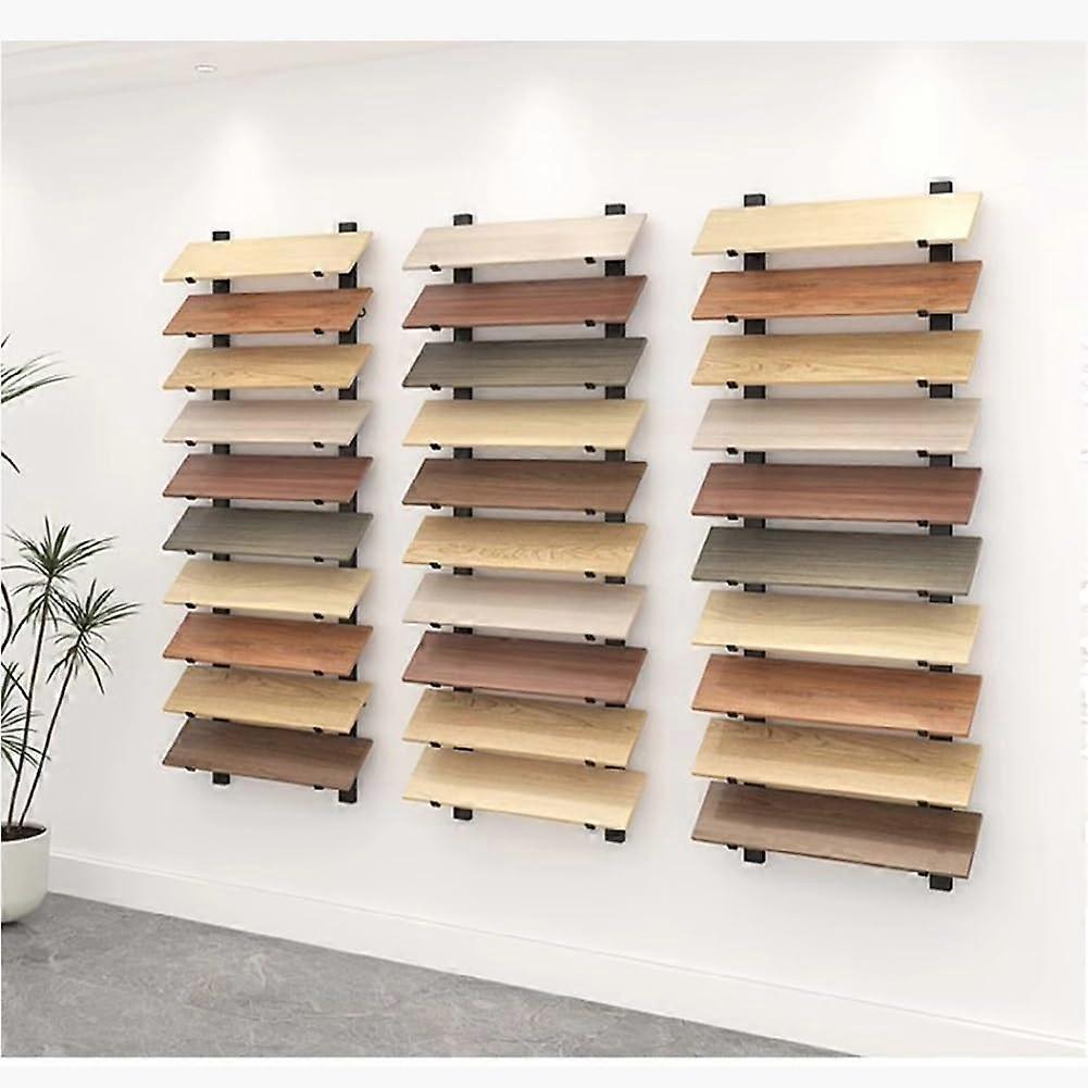 Tile Display Rack Wall Mounted Metal Stand, 10Layer Ceramic Sample Organizer for Showroom Black