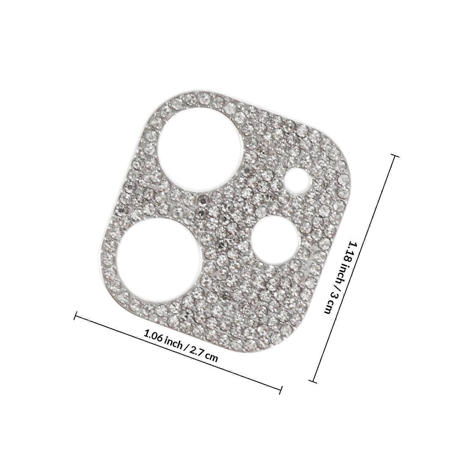 Silver Metal Camera Lens Protector with Flash Diamond for 1Pcs