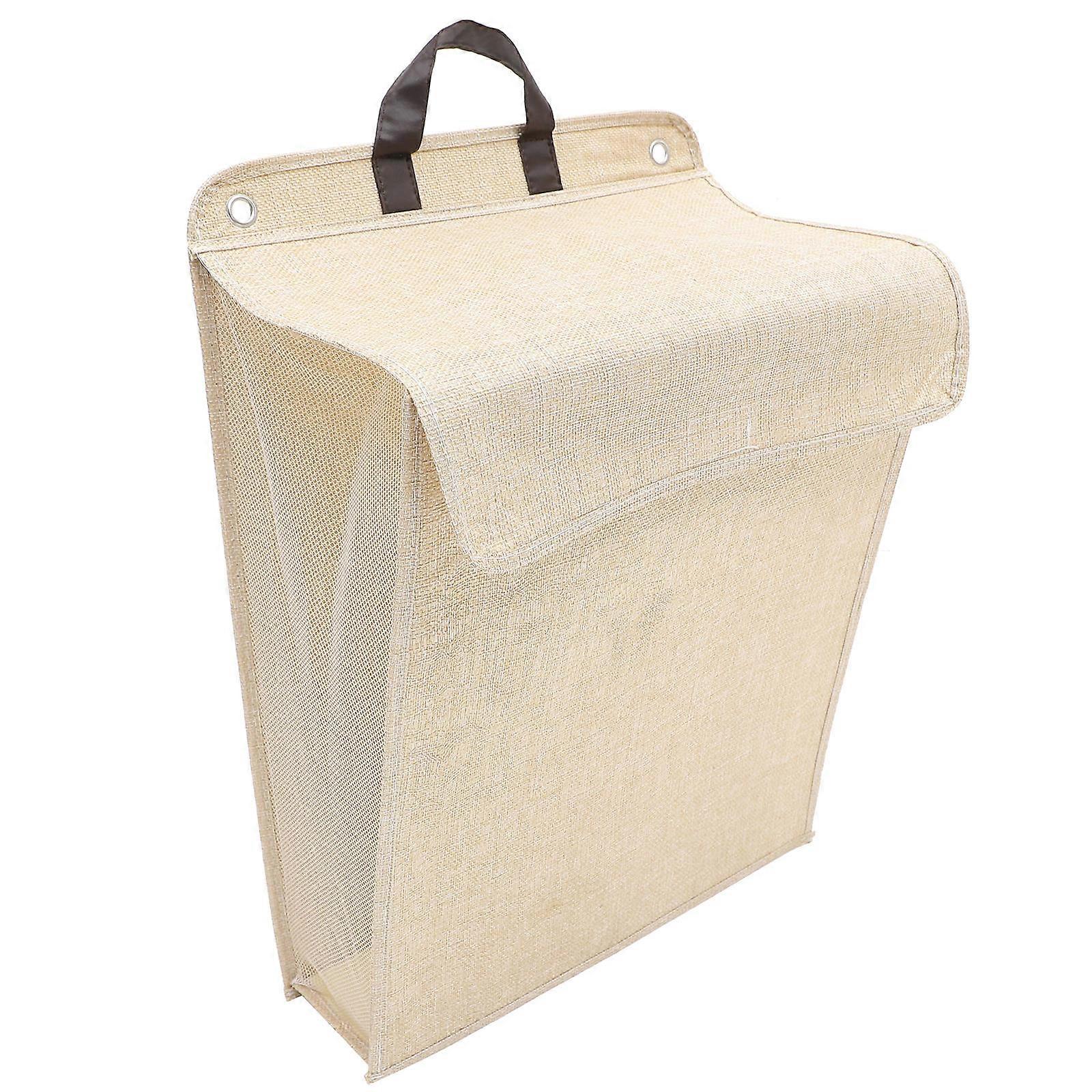 Large Lidded Laundry Hamper Wall Hanging Basket For Home Use Beige Storage 1Pack