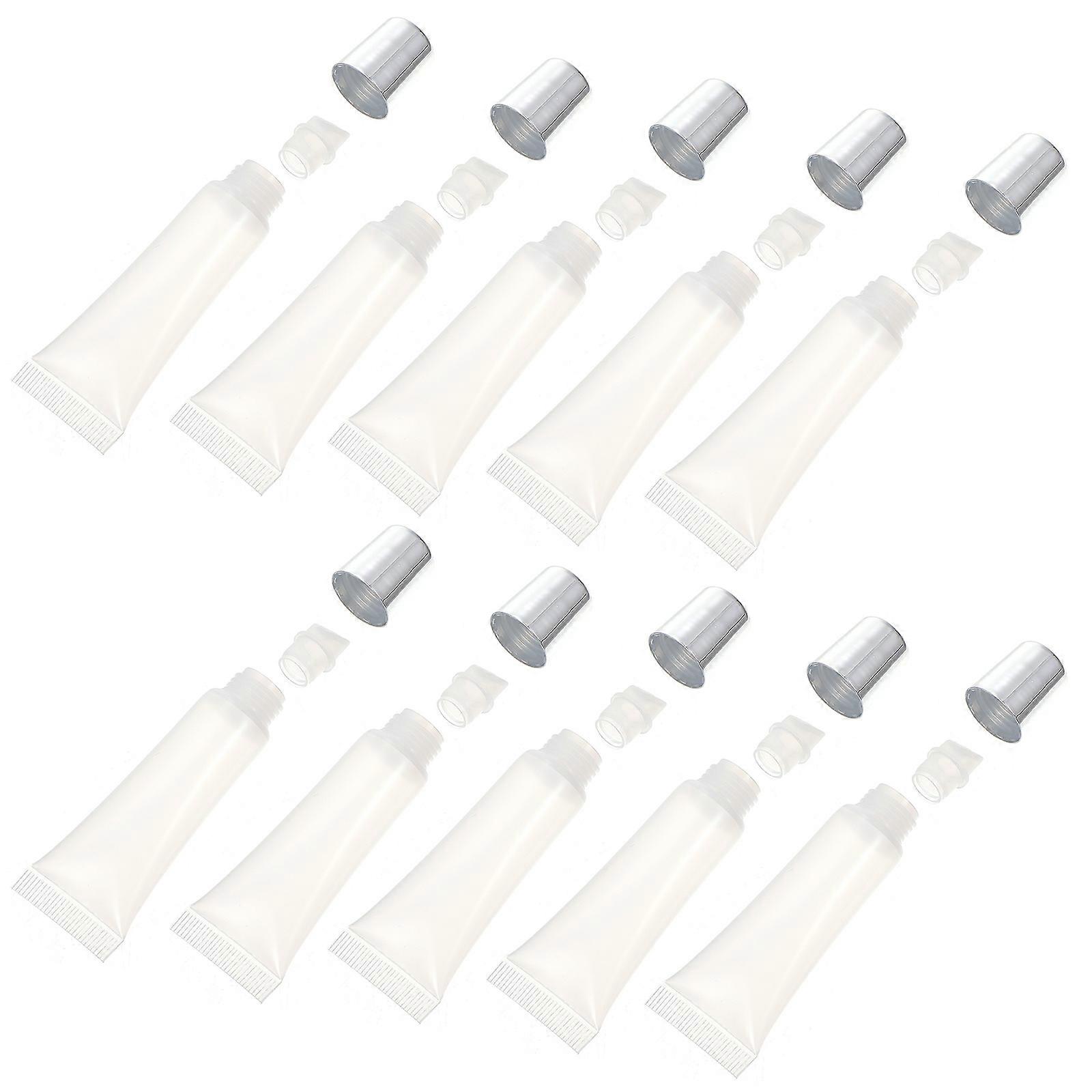 Empty Lip Gloss Tubes Storage Tubes Portable 10Pcs Refillable Silver