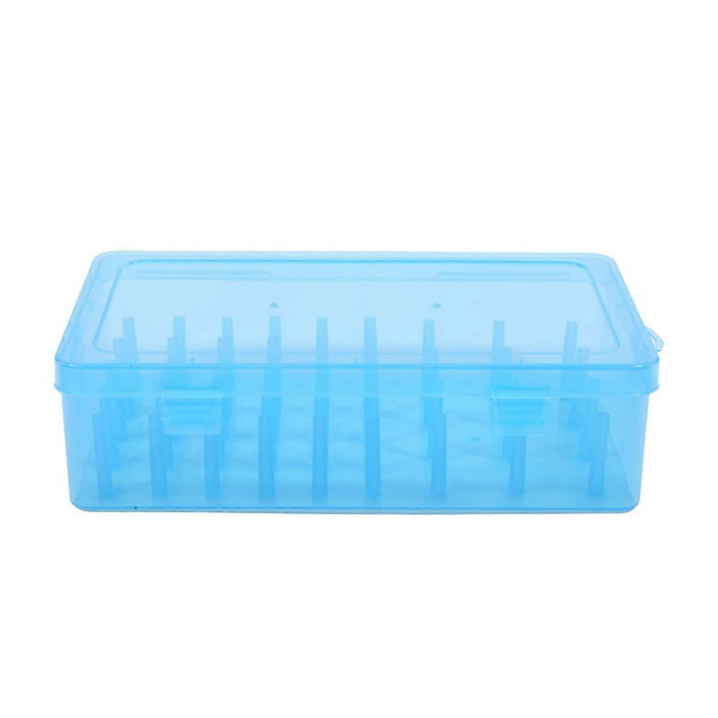 42 Spools Thread Organizer Clear View Lockable Sewing Thread Storage Box for Embroidery Quilting (Blue)