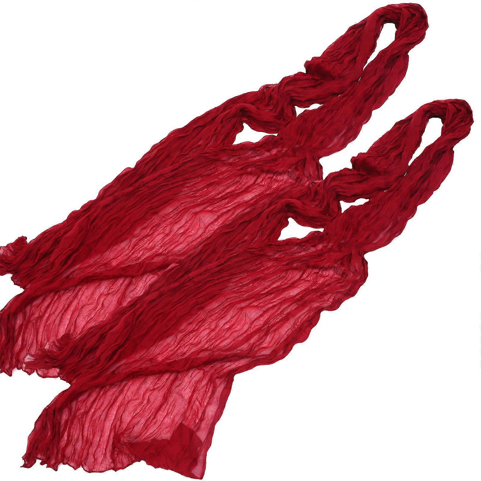 Gauze Table Runner Wedding Table Runner for Party Use 4Pcs Red Polyester