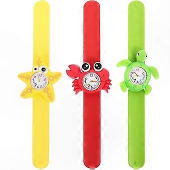 3-Pack Cartoon Wristwatches with Soft Bands, Fun Crab and Turtle Designs for Kids