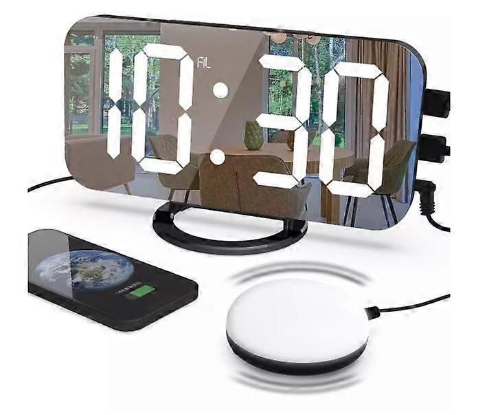 Loud alarm clock for deaf people with vibrating bed shaker function