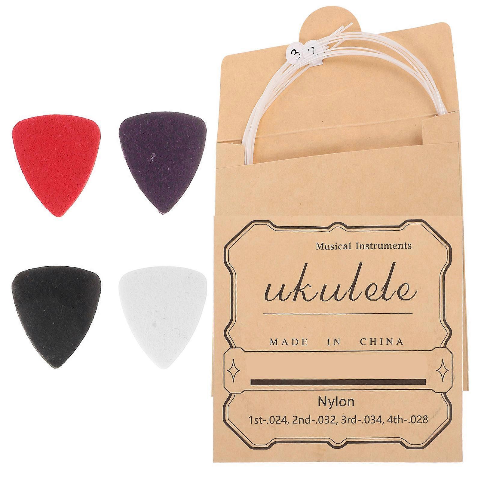 Guitar Tools Kit Ukulele Supplies for Care 4Sets Wool Pick Strings