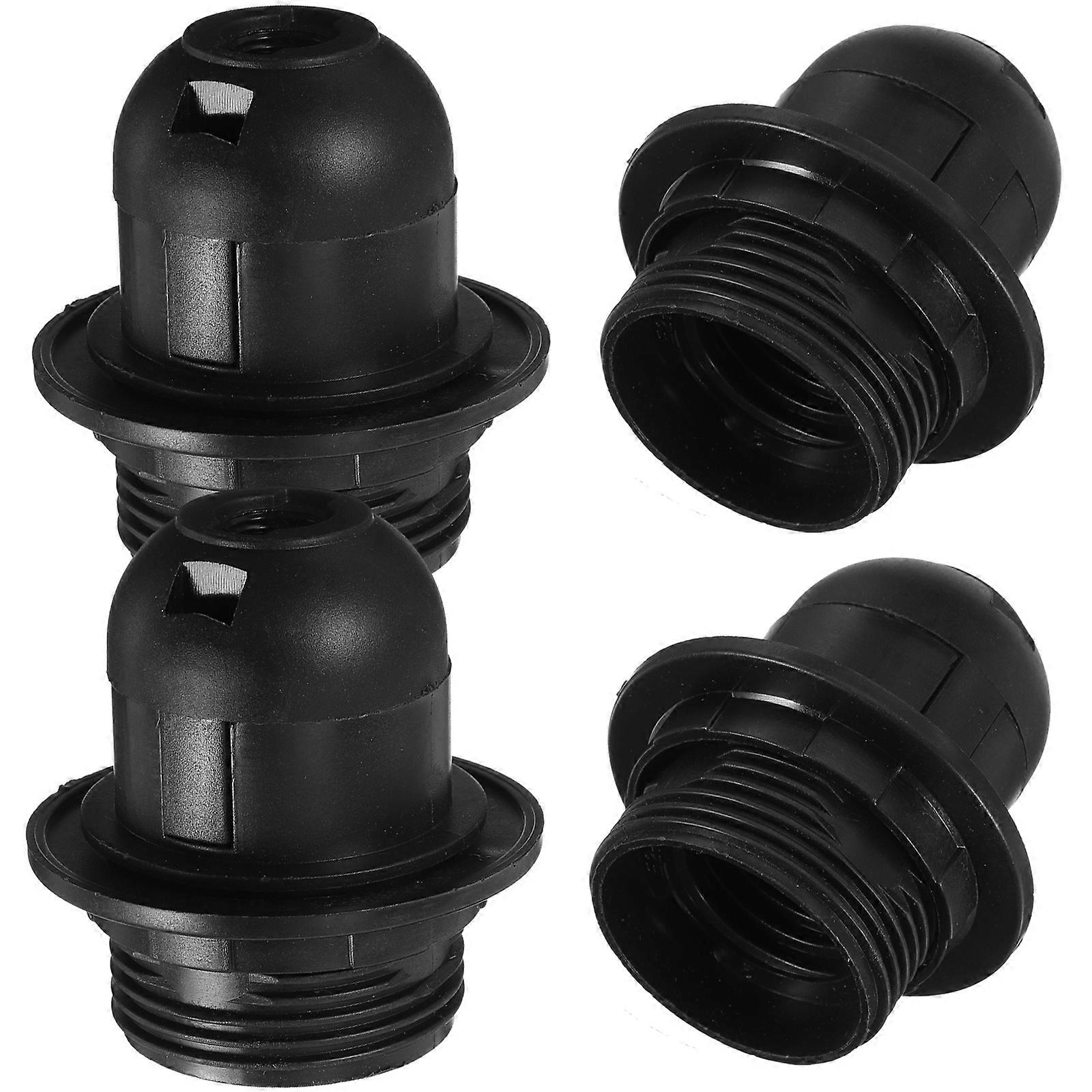 Black E27 Bulb Holder Lamp Socket for Home 4Pcs Plastic Accessory